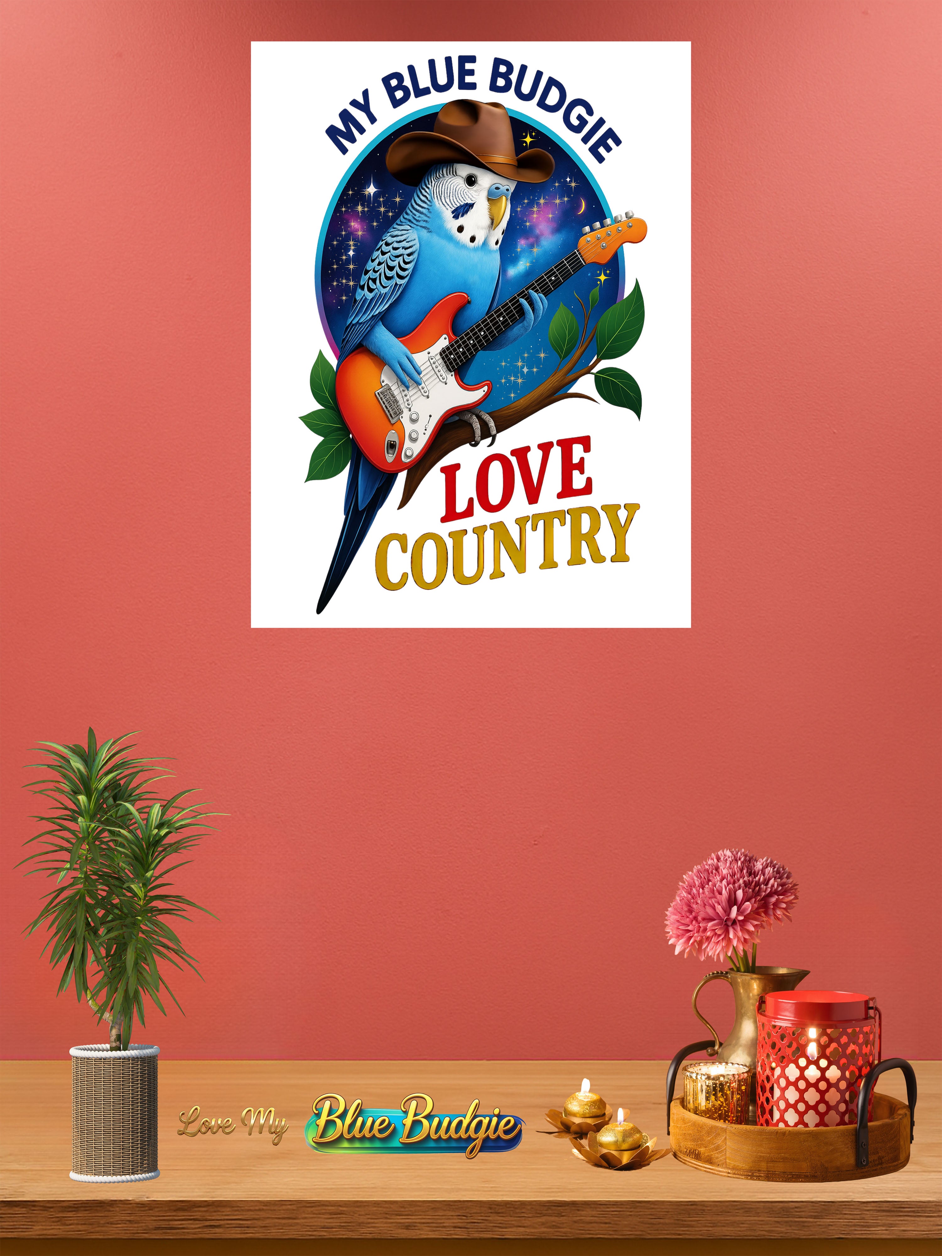 Blue budgie wall hanging