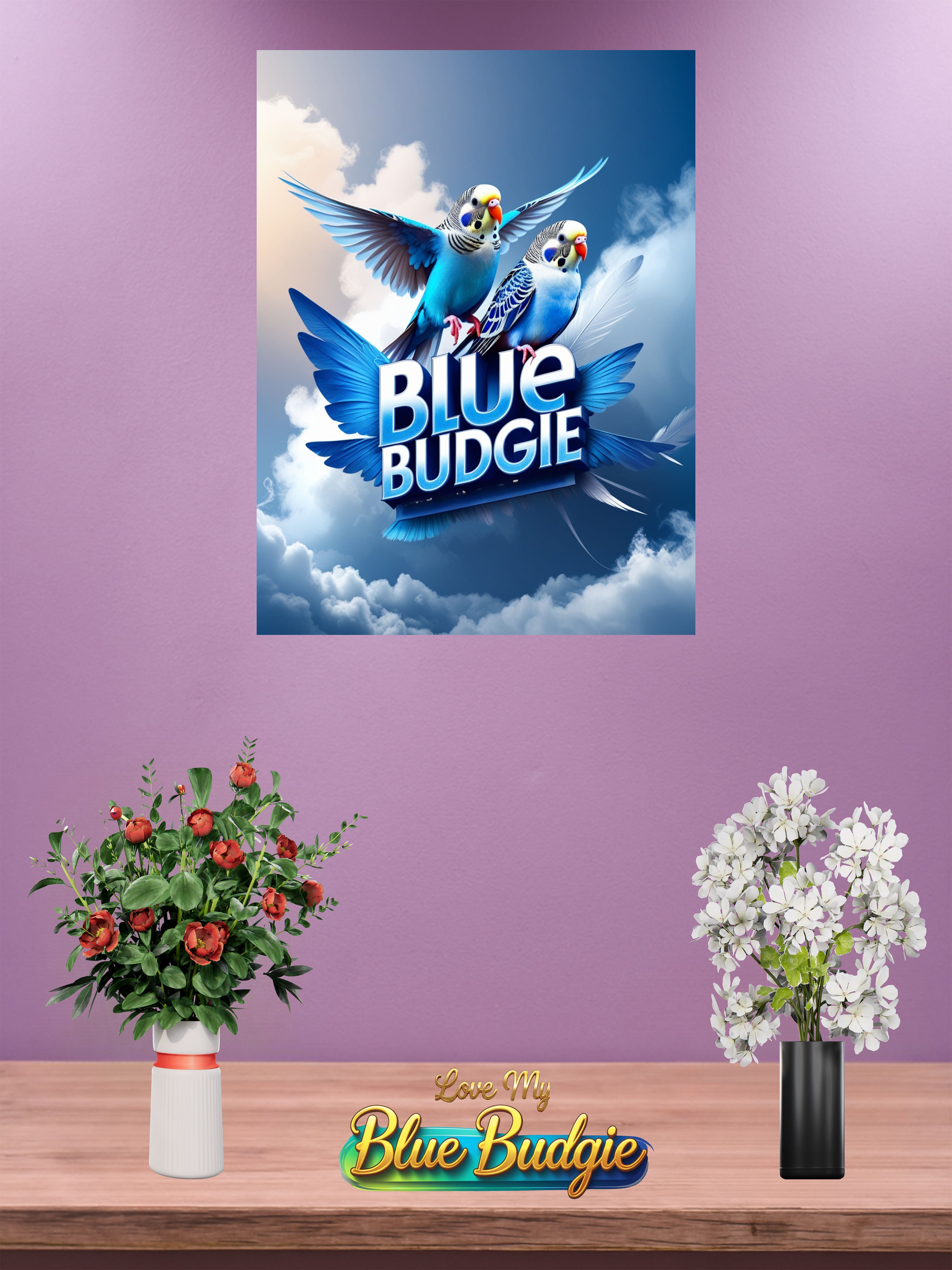 Flying Blue Budgie Wall-Hanging