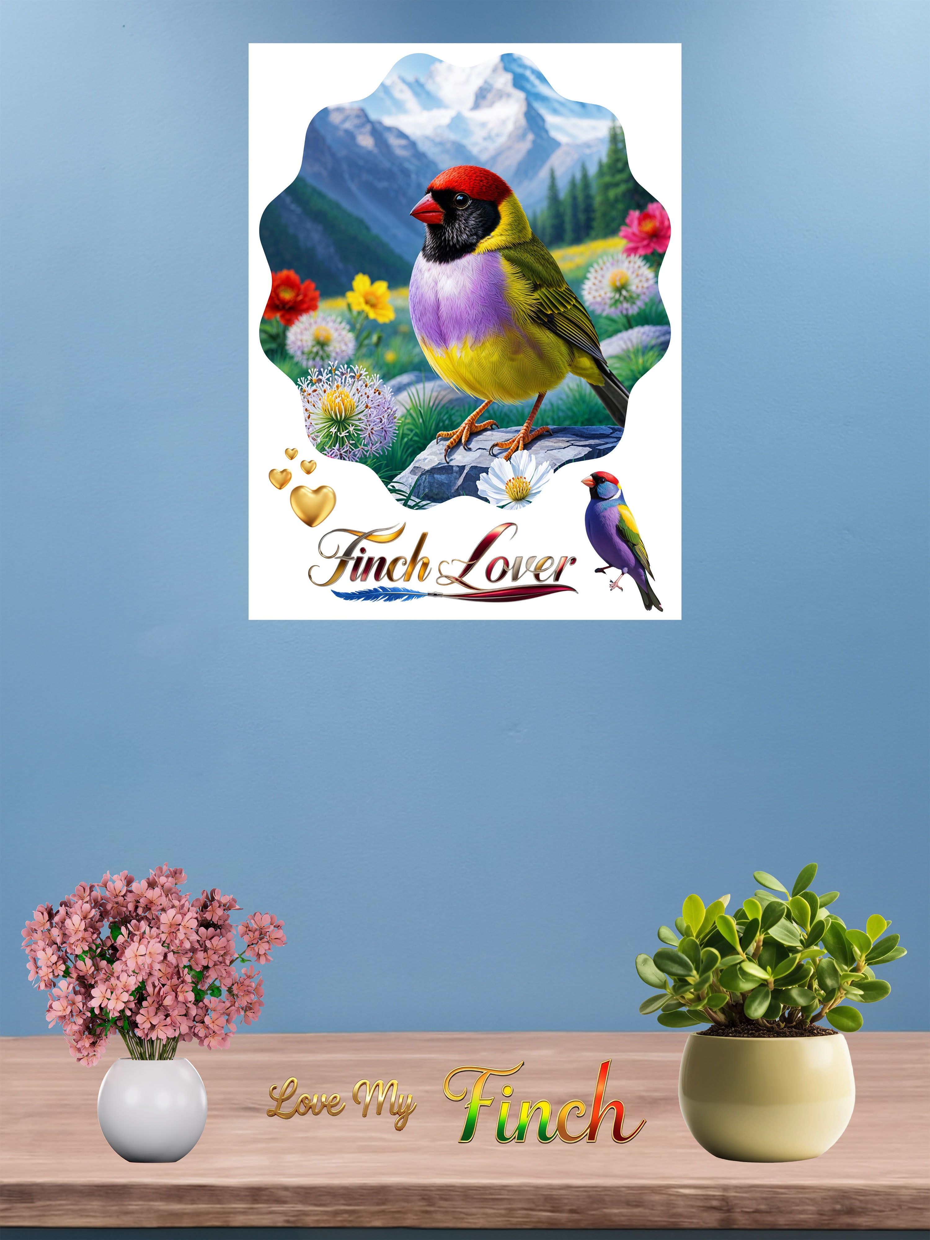 Finch Lover Mountain Wall-Hanging
