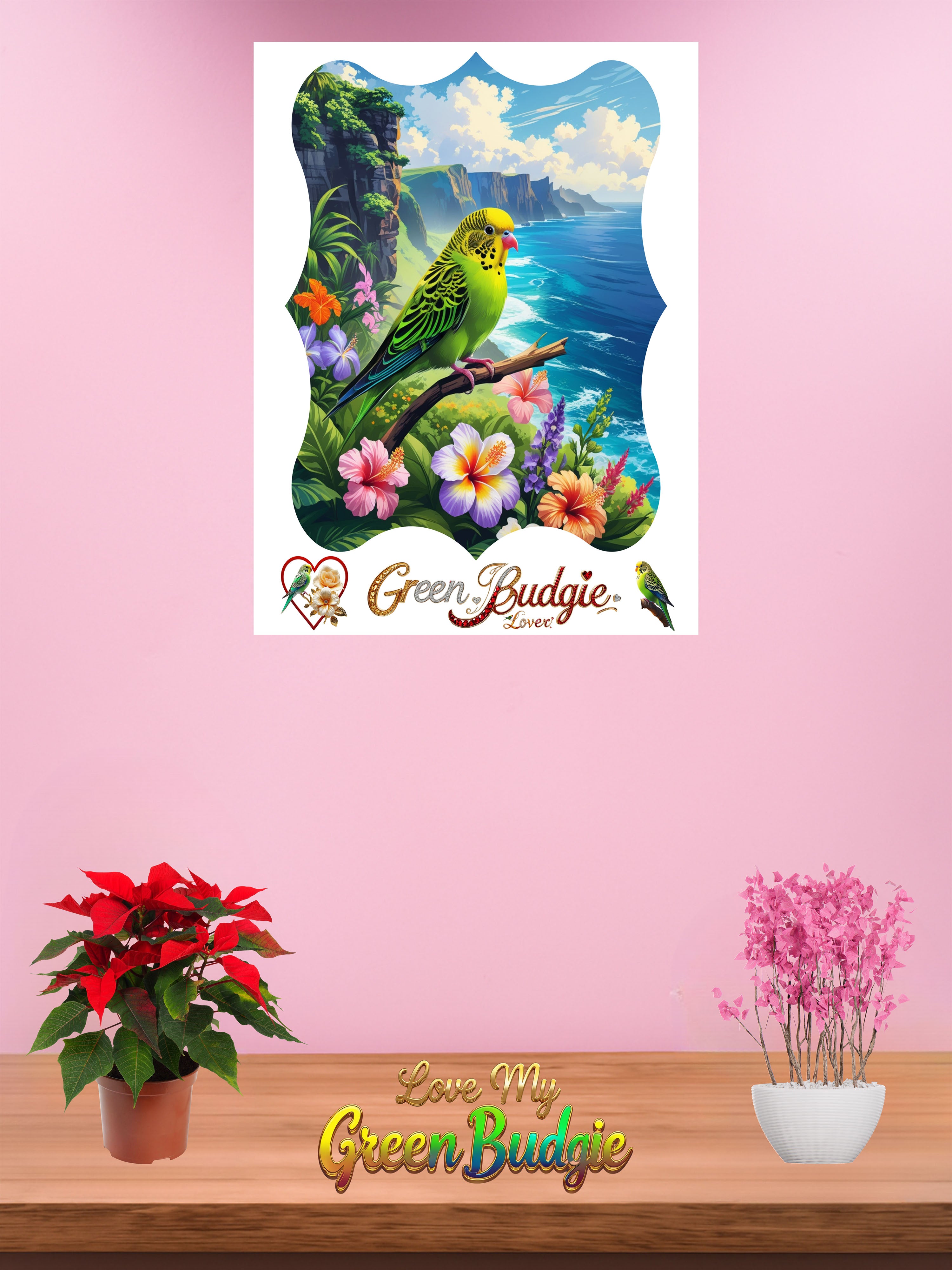 Green Budgie Lover Valley Wall-Hanging