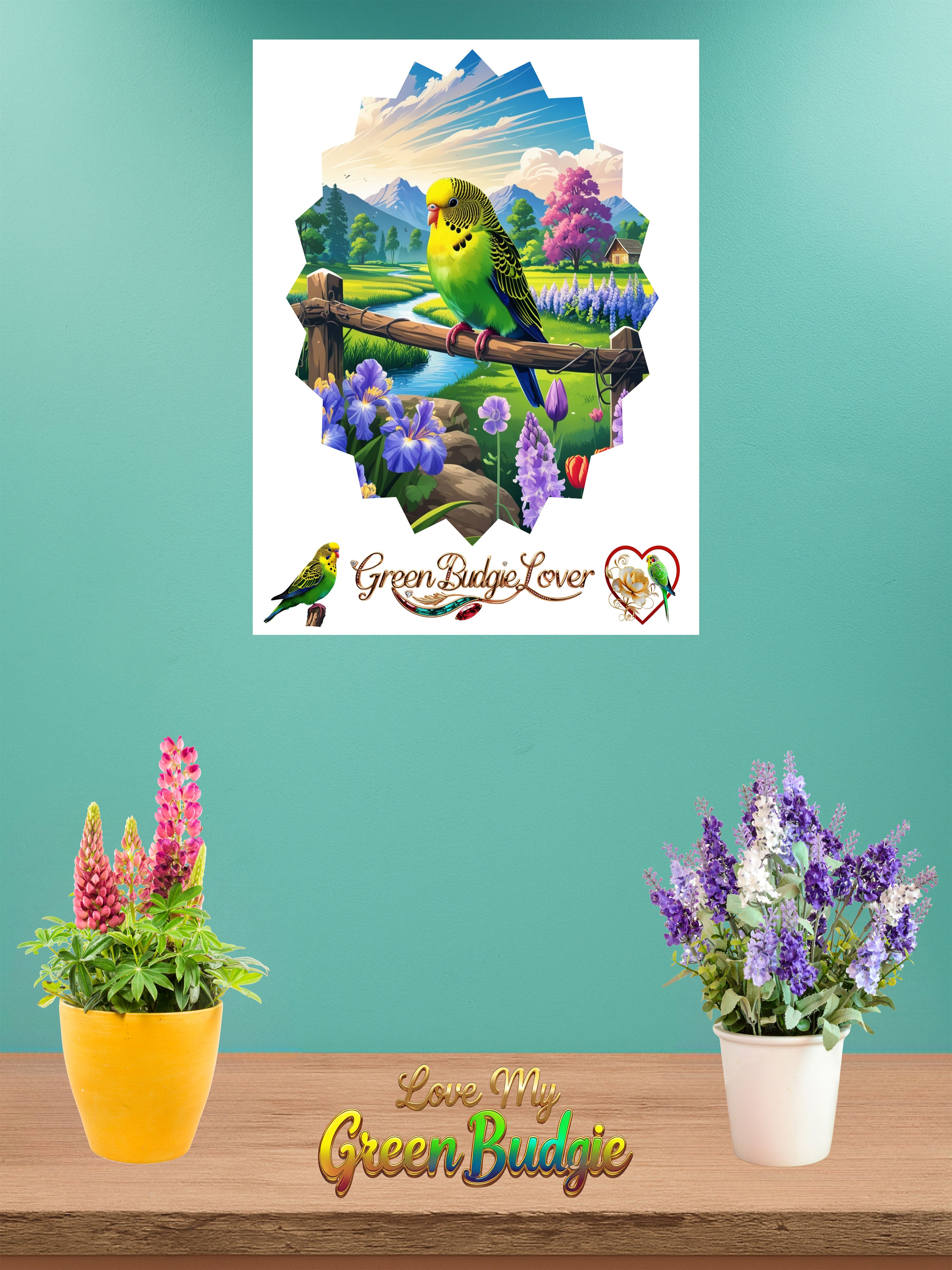 Green Budgie Lover Nature Wall-Hanging