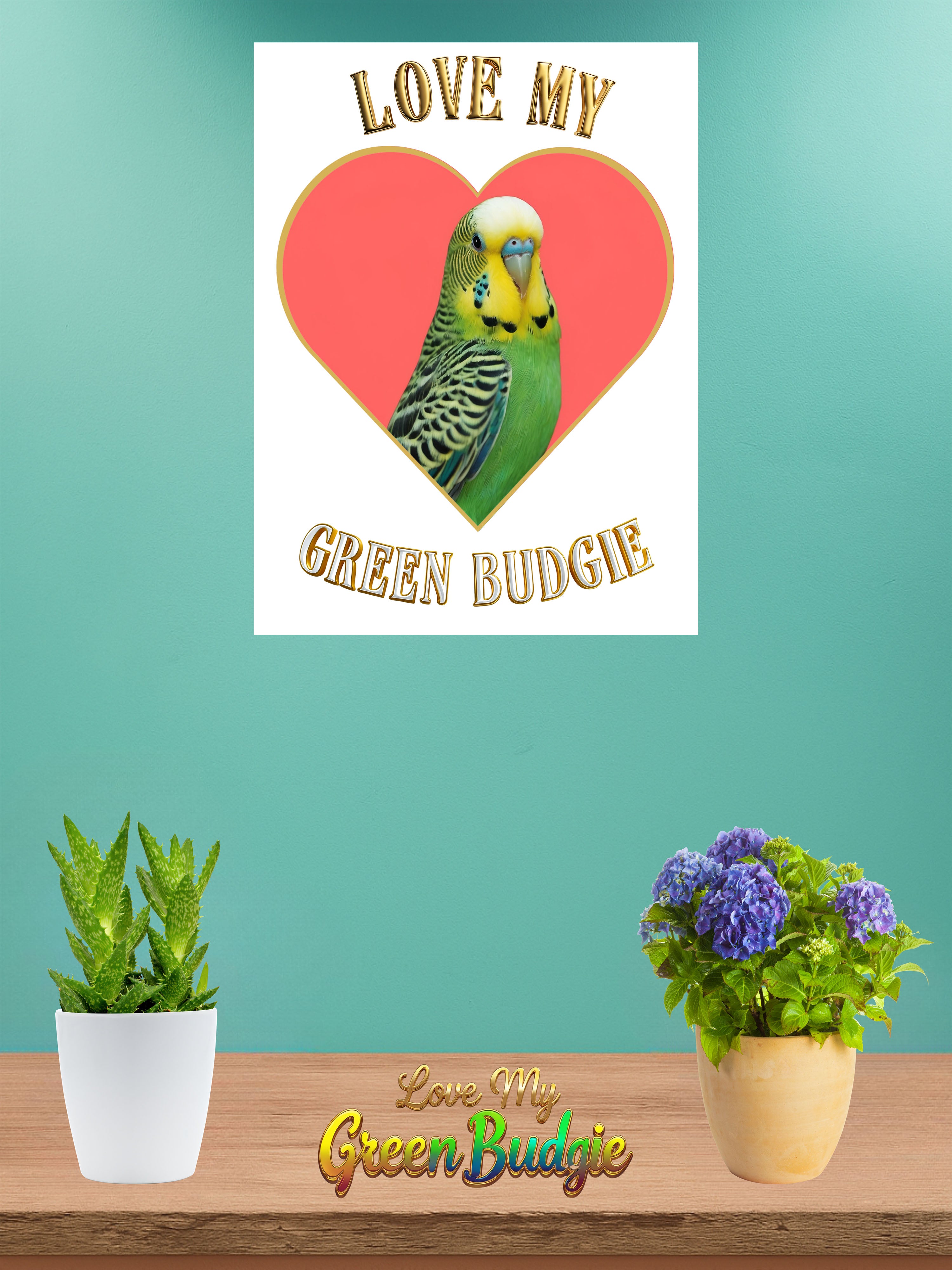 Green budgie wall hanging
