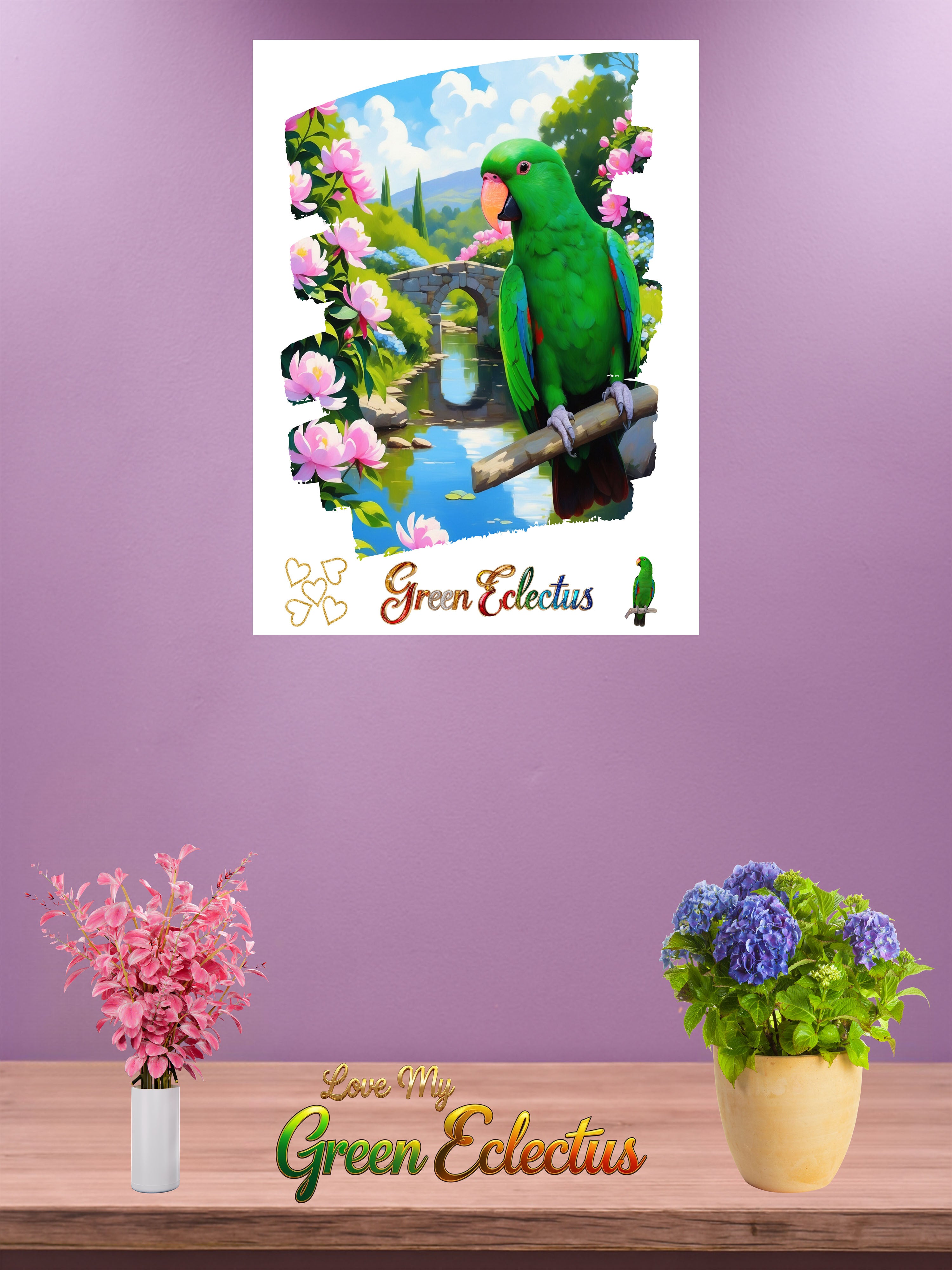 Green Eclectus Bridge Wall-Hanging
