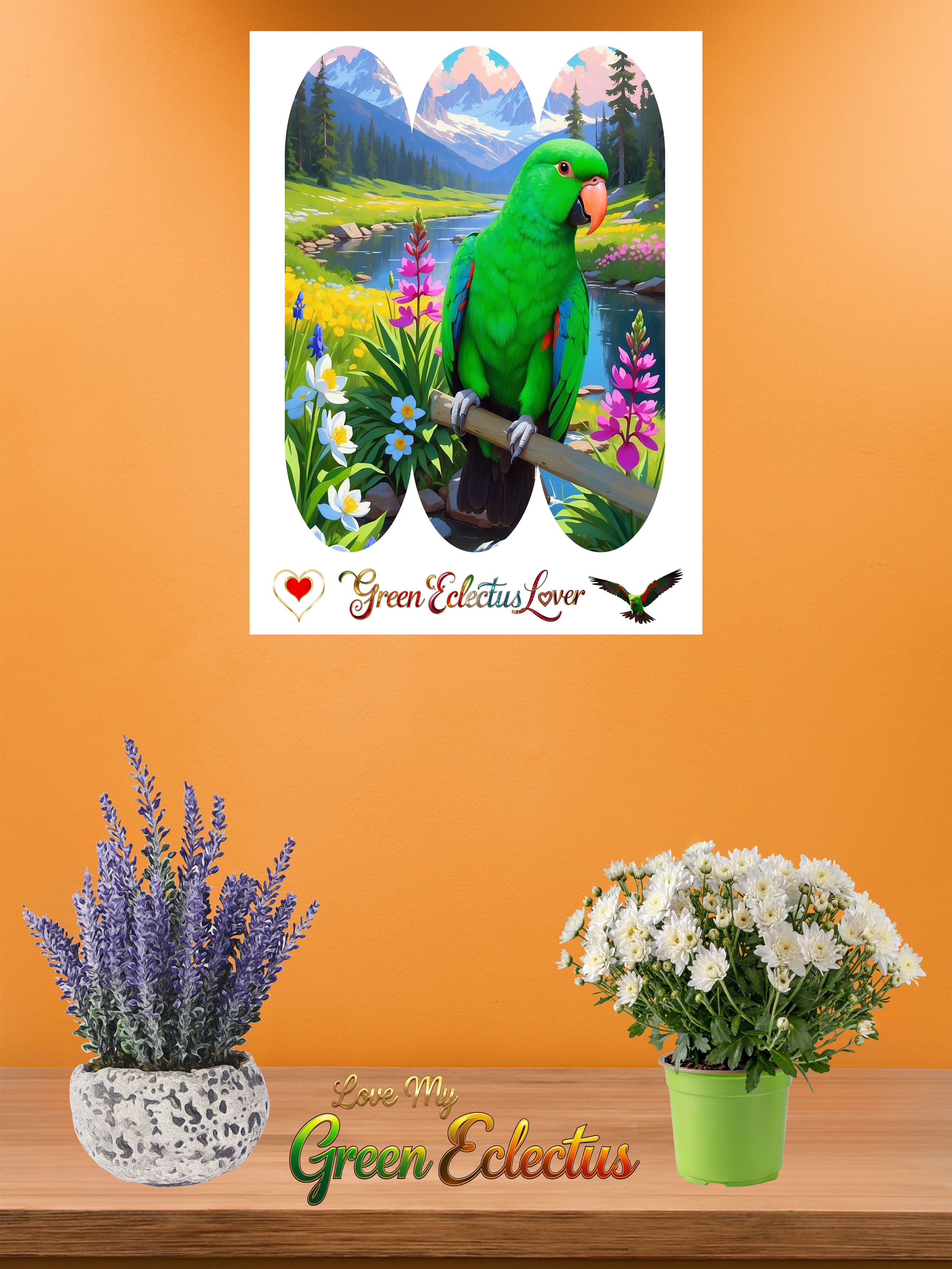 Green Eclectus Lover Nature Wall-Hanging