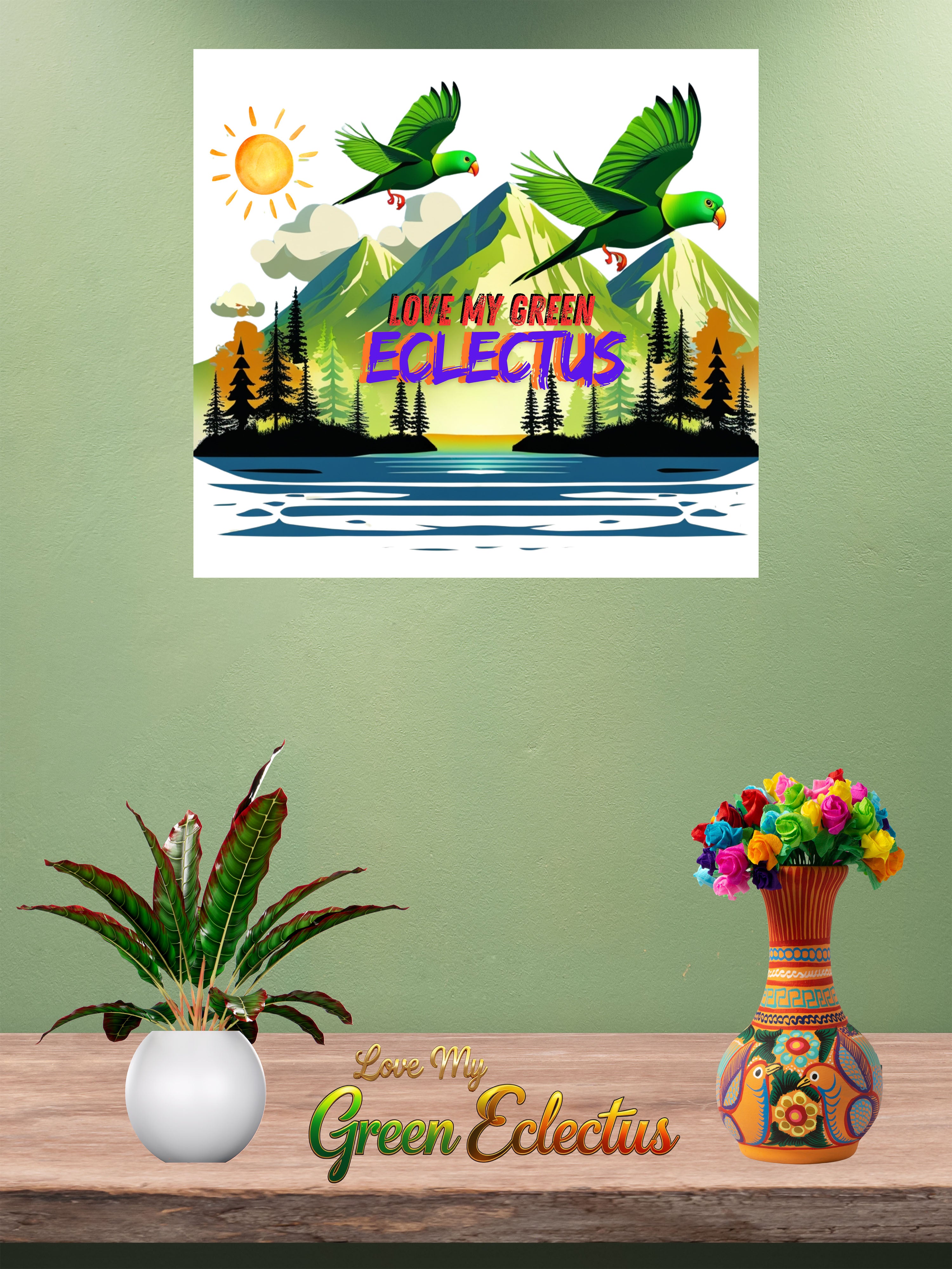 Love My Green Eclectus Wall-Hanging