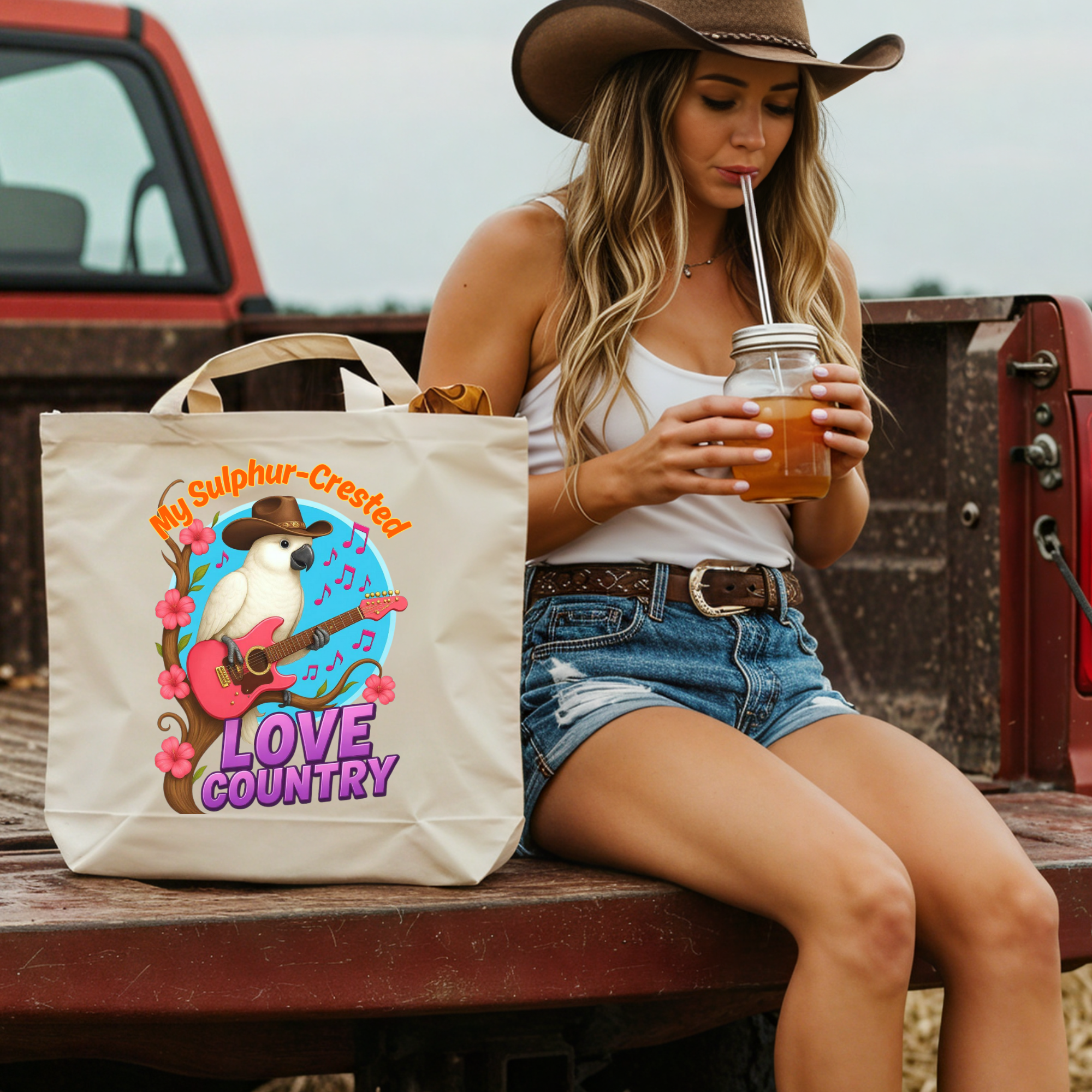 Sulphur-Crested Love Country Tote Bag