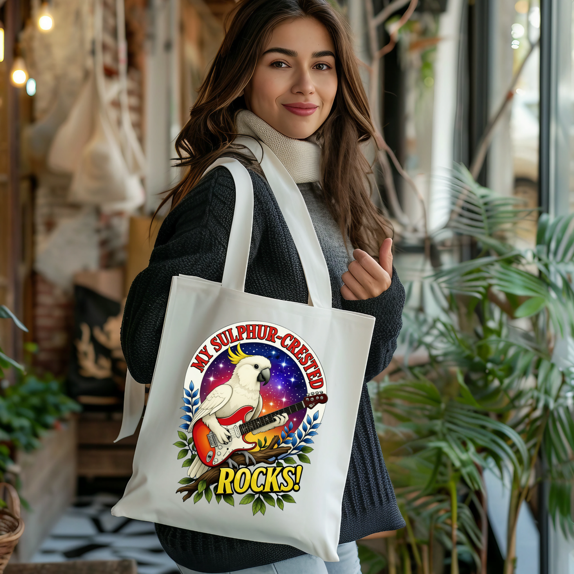 Sulphur-Crested Cockatoo Rocks Tote Bag