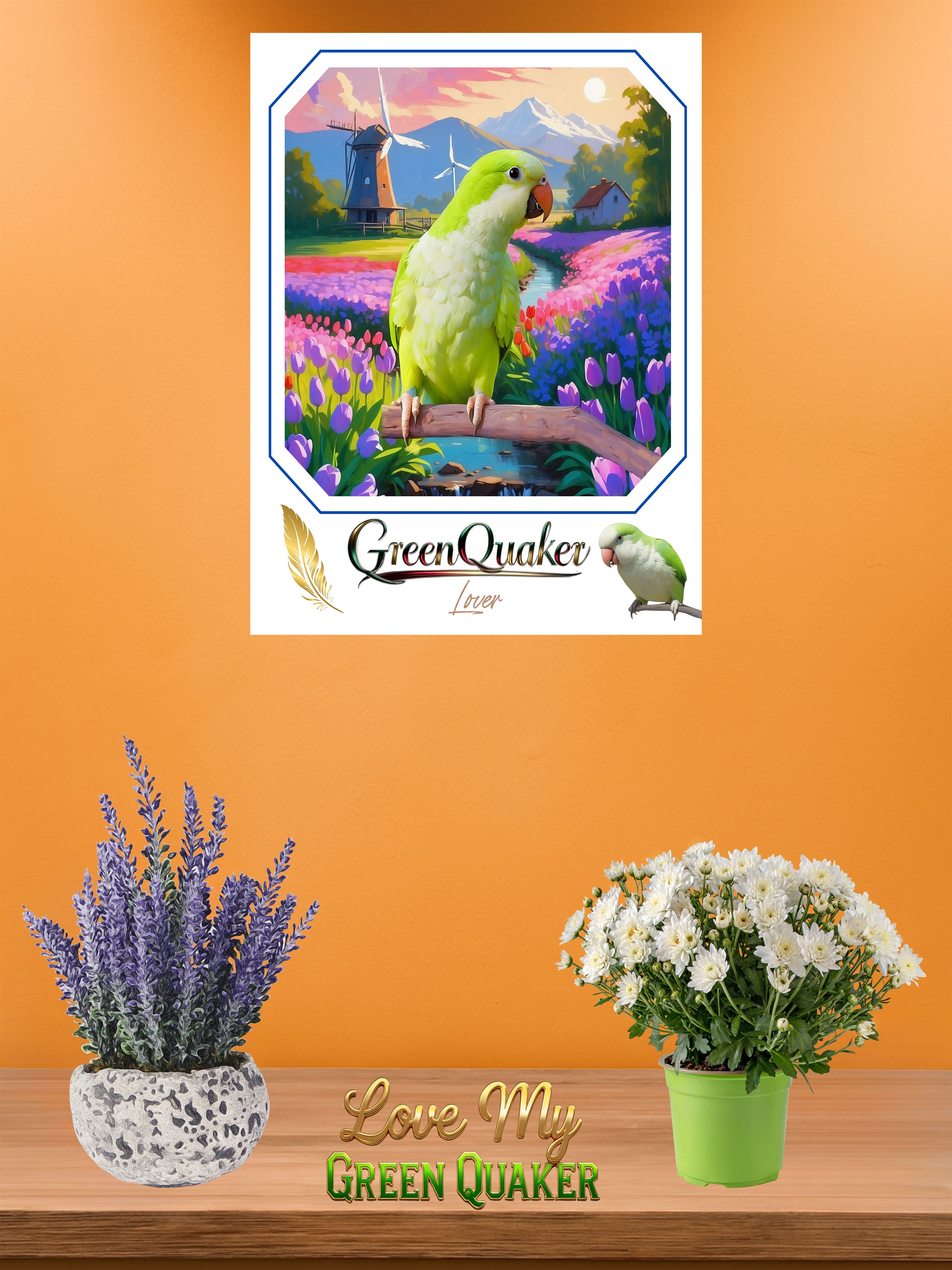 Green Quaker Lover Wall-Hanging