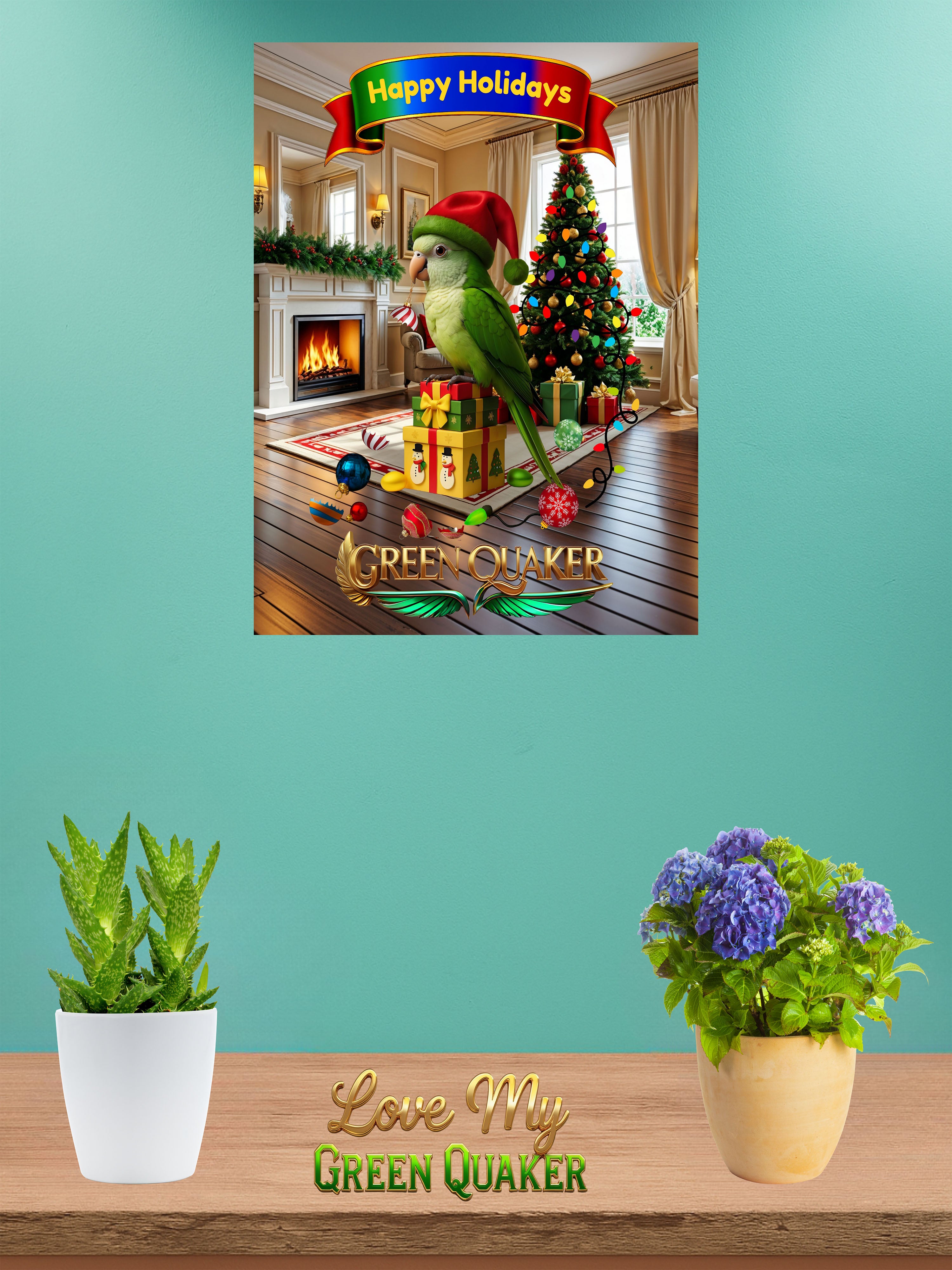 Happy Holidays Green Quaker Wall-Hanging