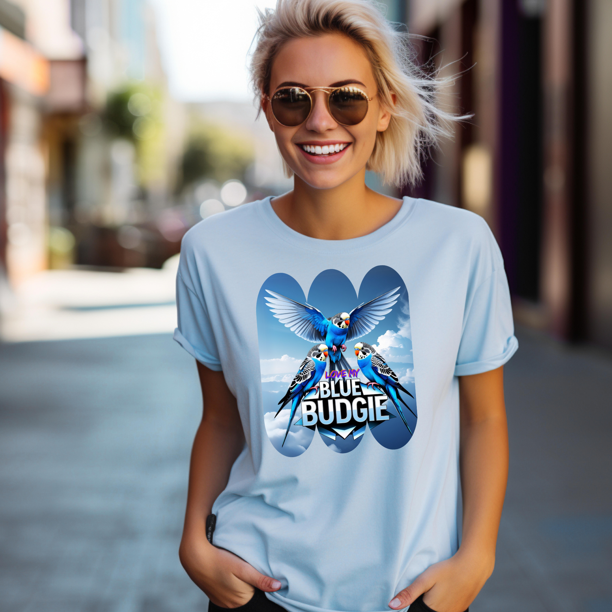 Love My Blue Budgie Flying T-Shirt