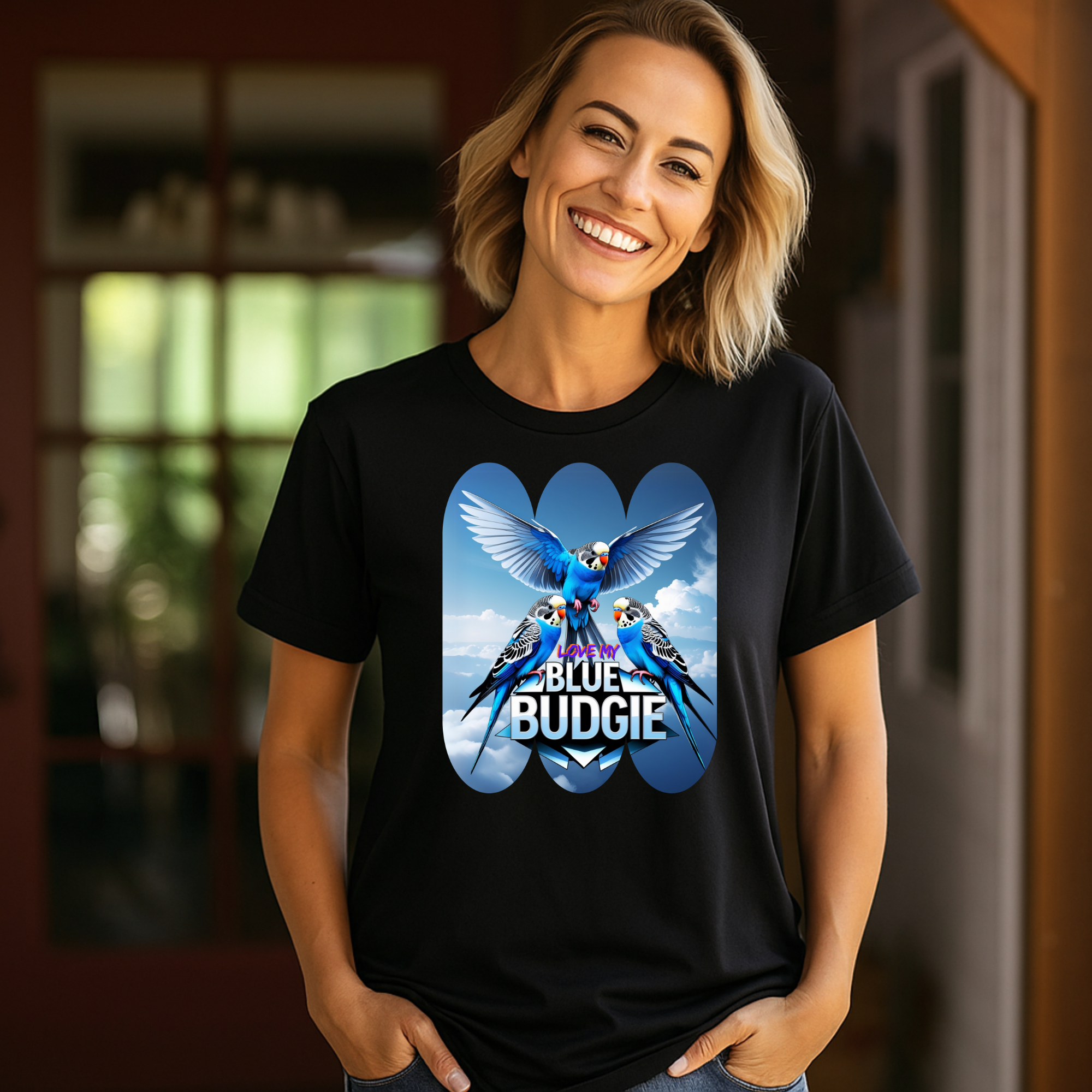 Love My Blue Budgie Flying T-Shirt