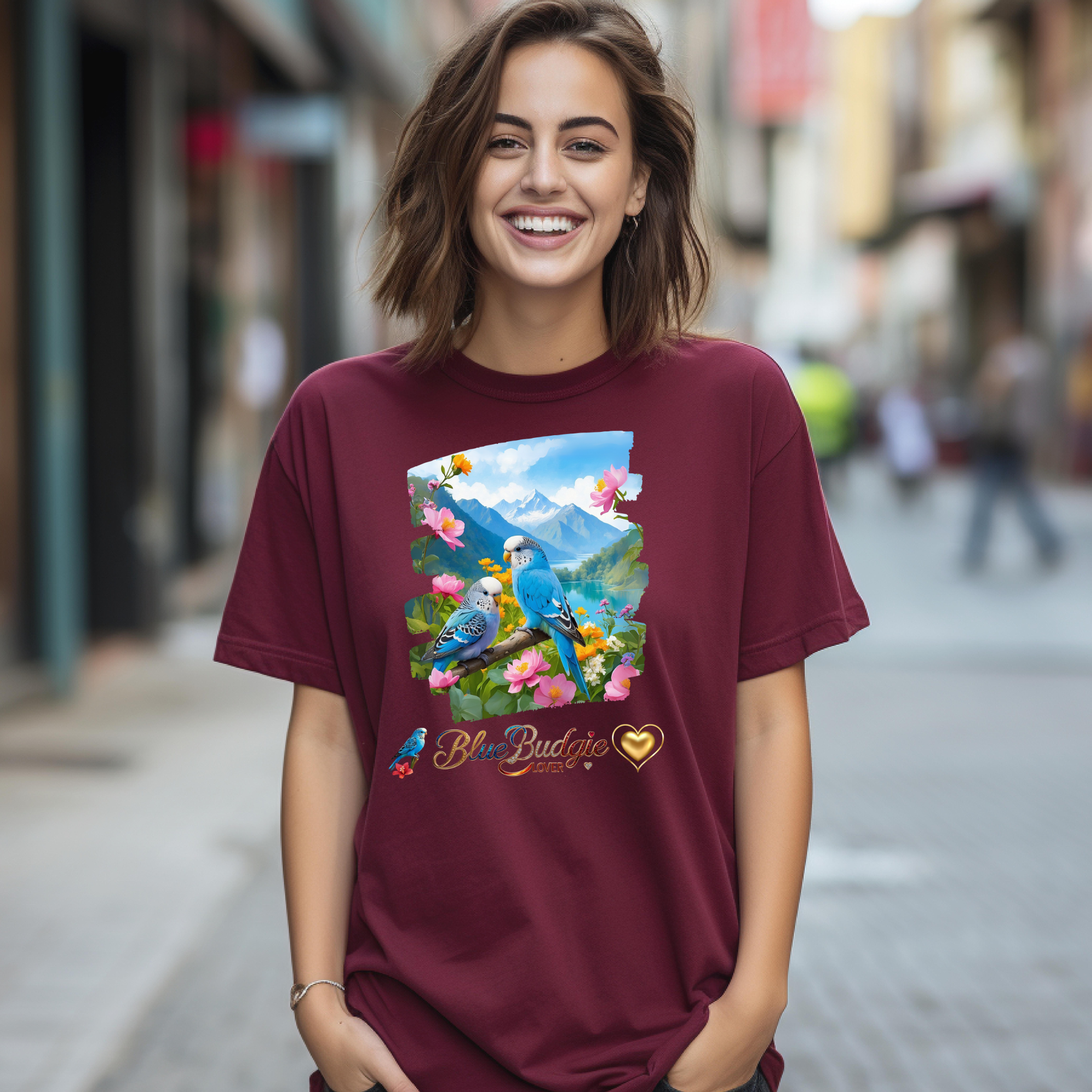 Blue Budgie Lover Nature T-Shirt