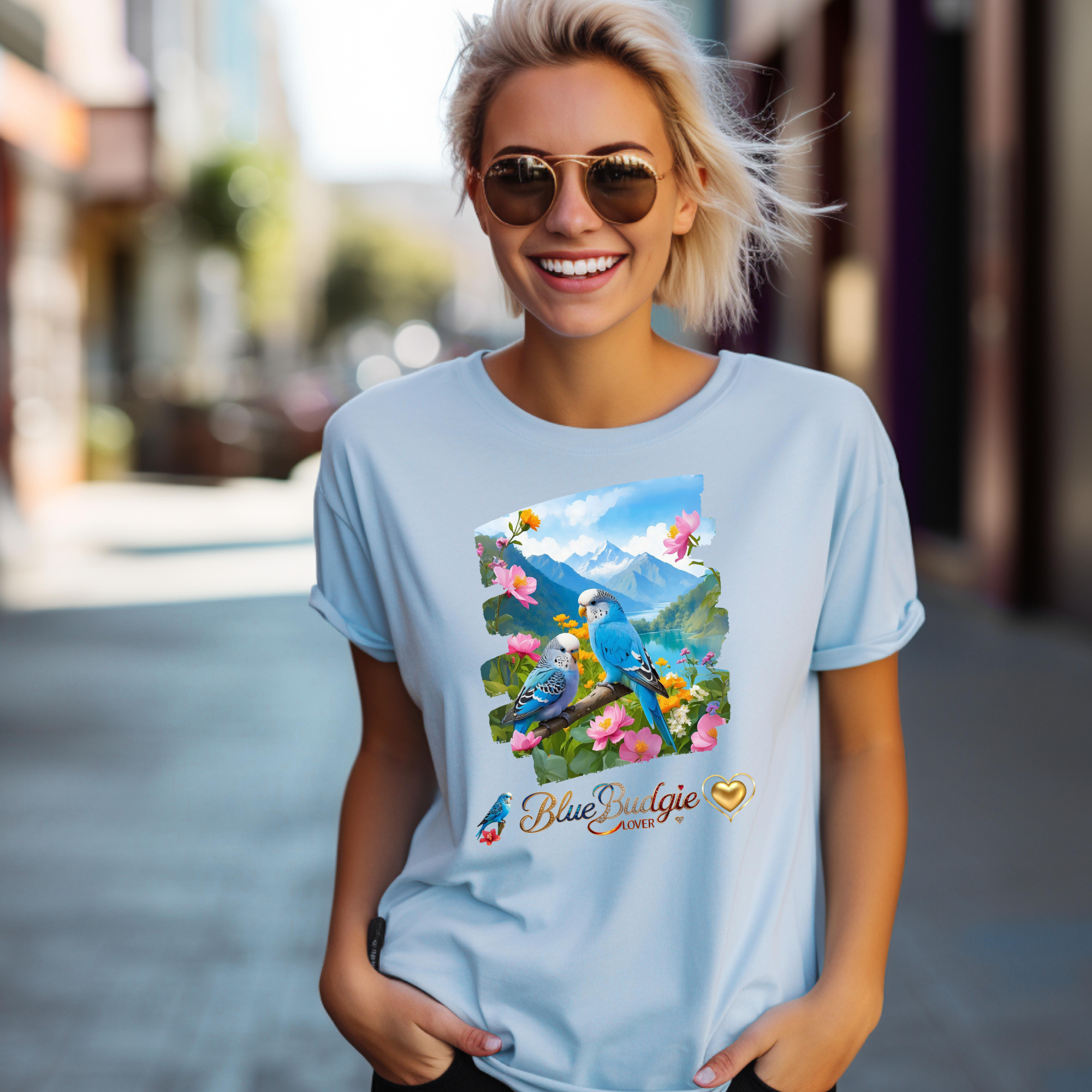 Blue Budgie Lover Nature T-Shirt