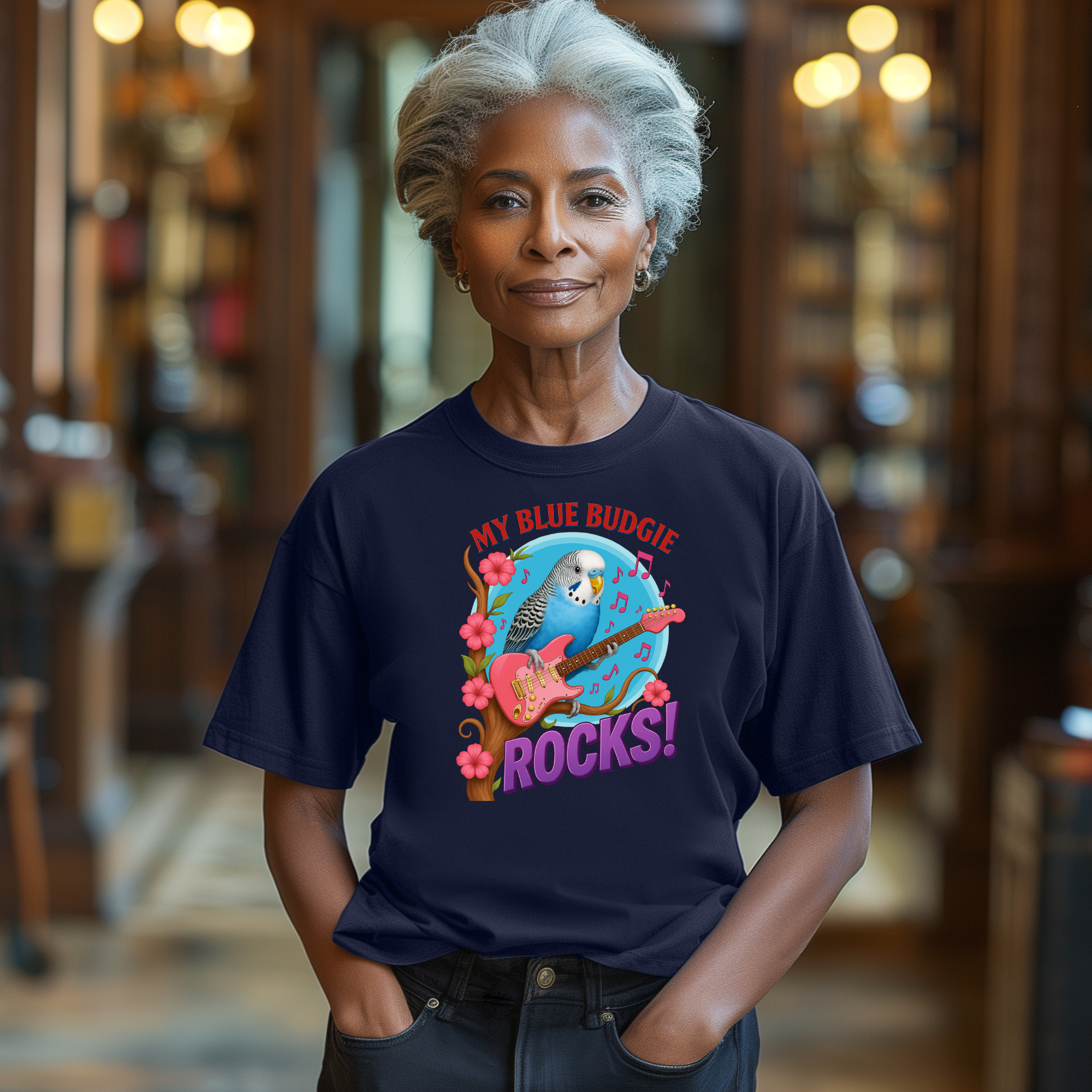 My Blue Budgie Rocks Music T-Shirt
