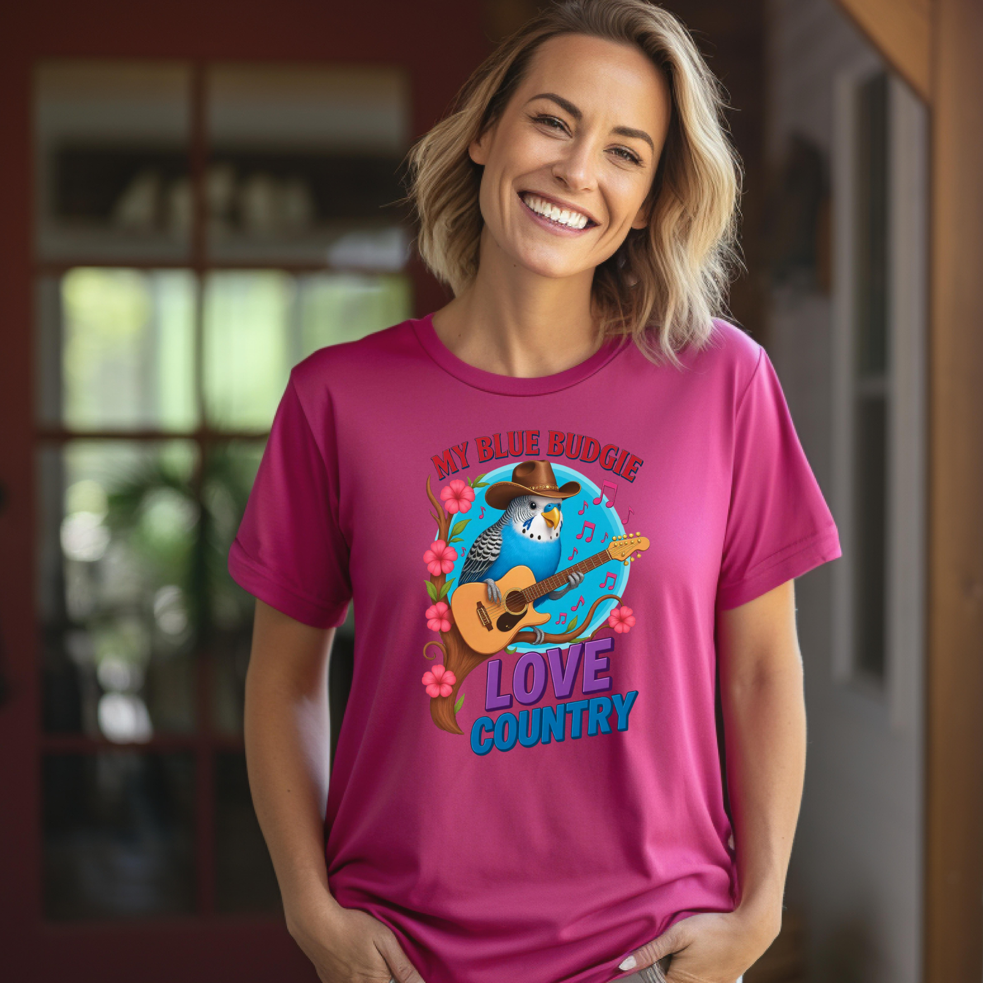 My Blue Budgie Loves Country T-Shirt