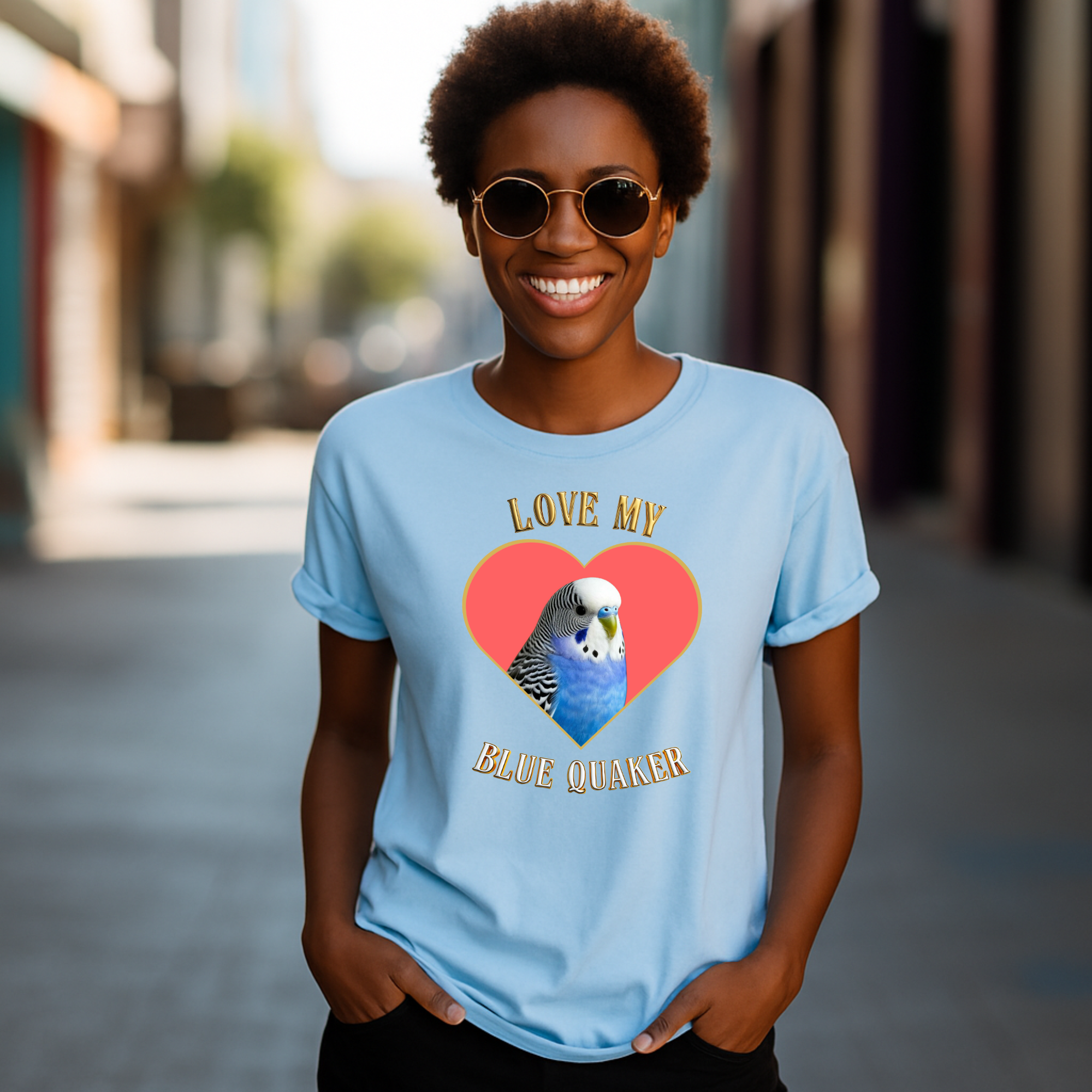Love My Blue Budgie Heart T-Shirt