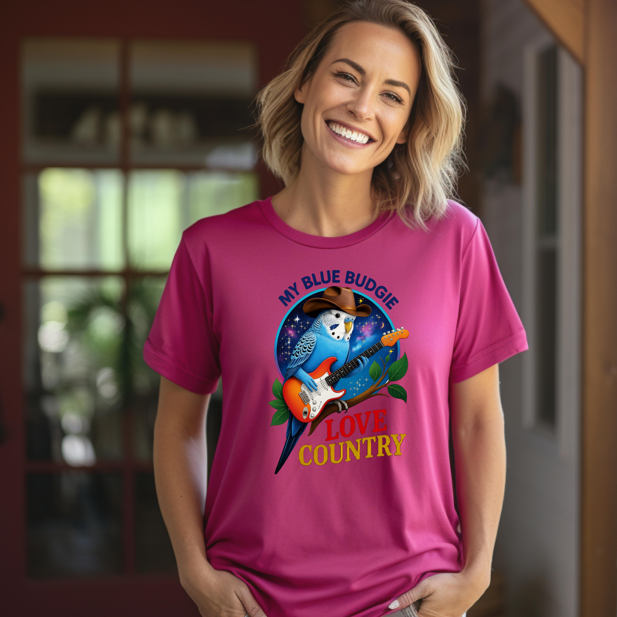 My Blue Budgie Loves Country T-Shirt