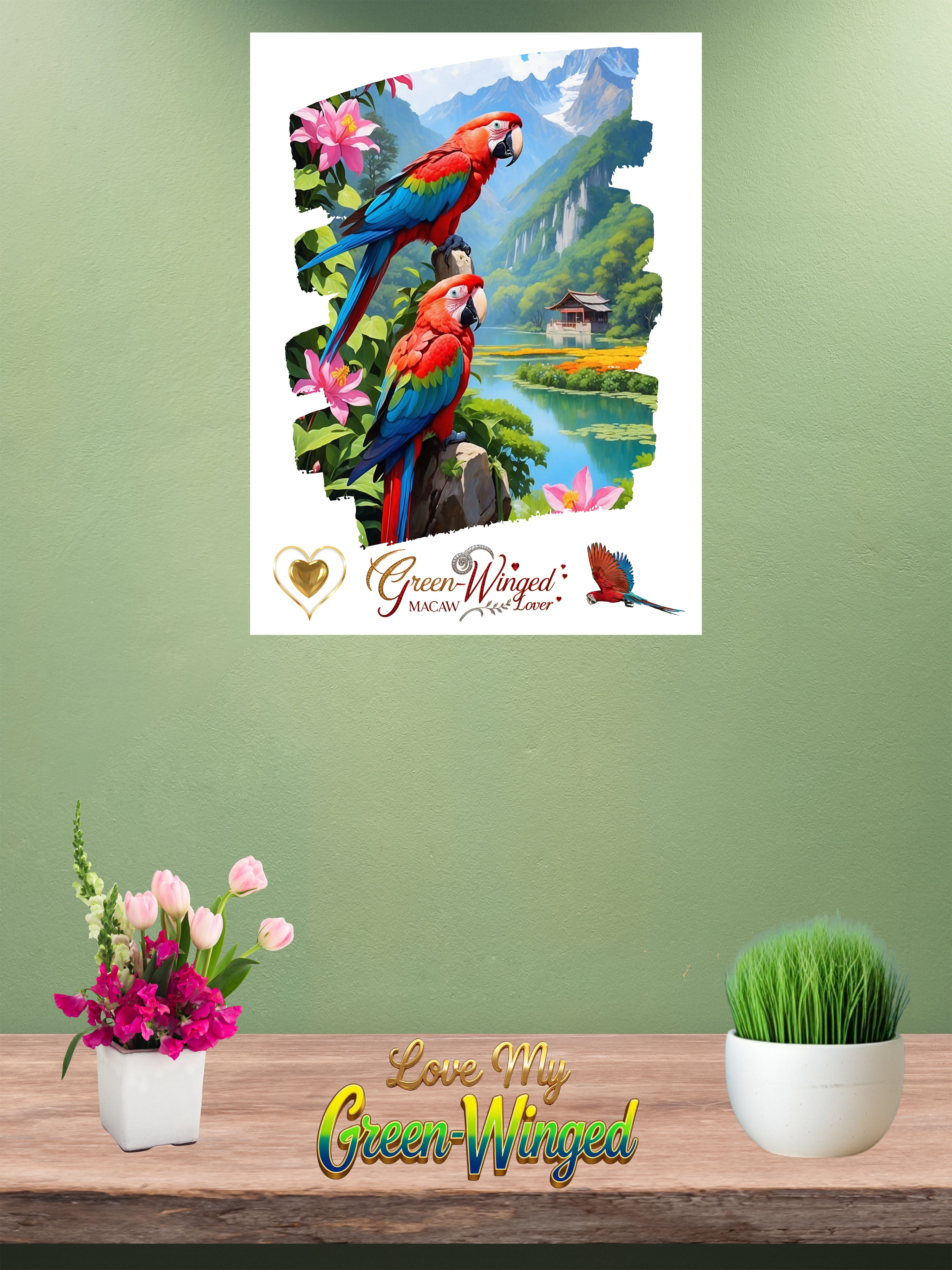 Green Winged Macaw Lover Wall-Hanging
