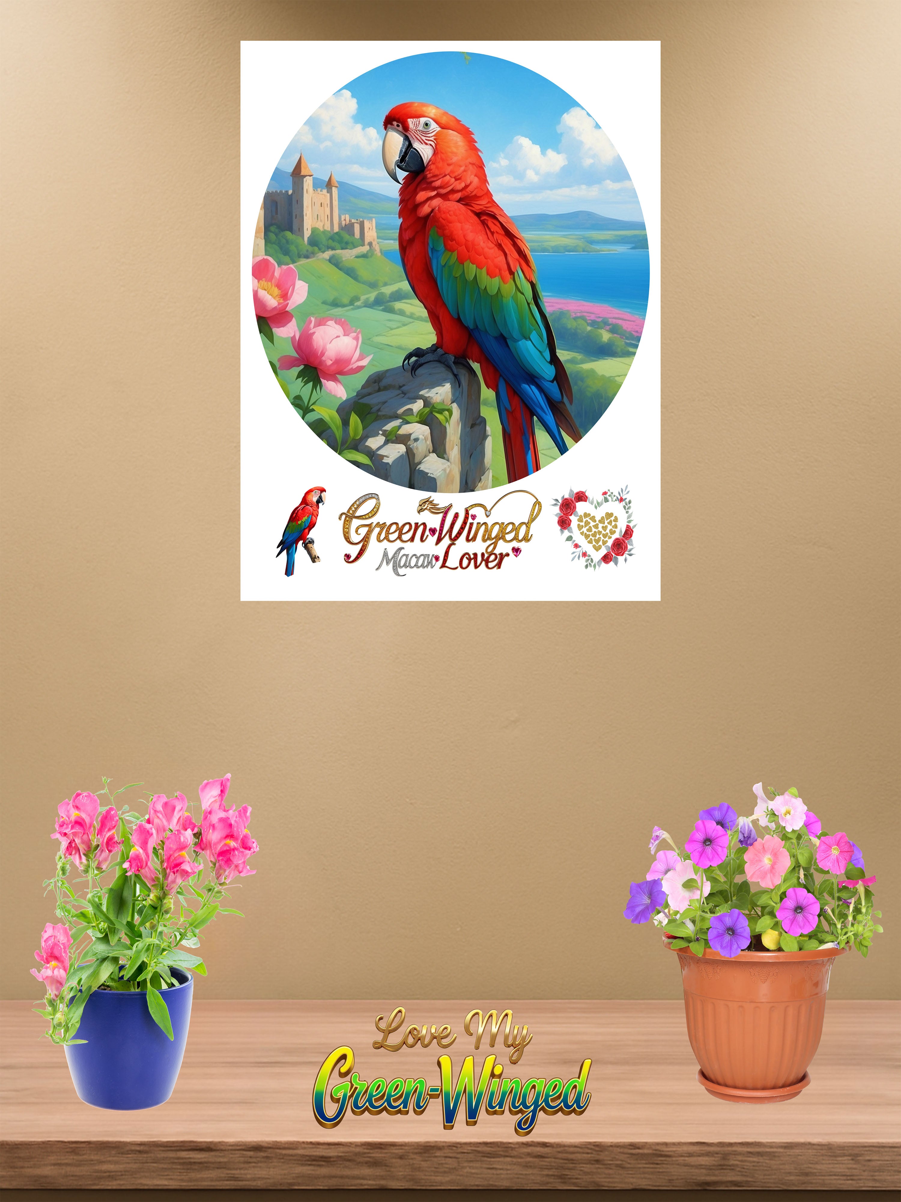 Green Winged Macaw Lover Wall-Hanging
