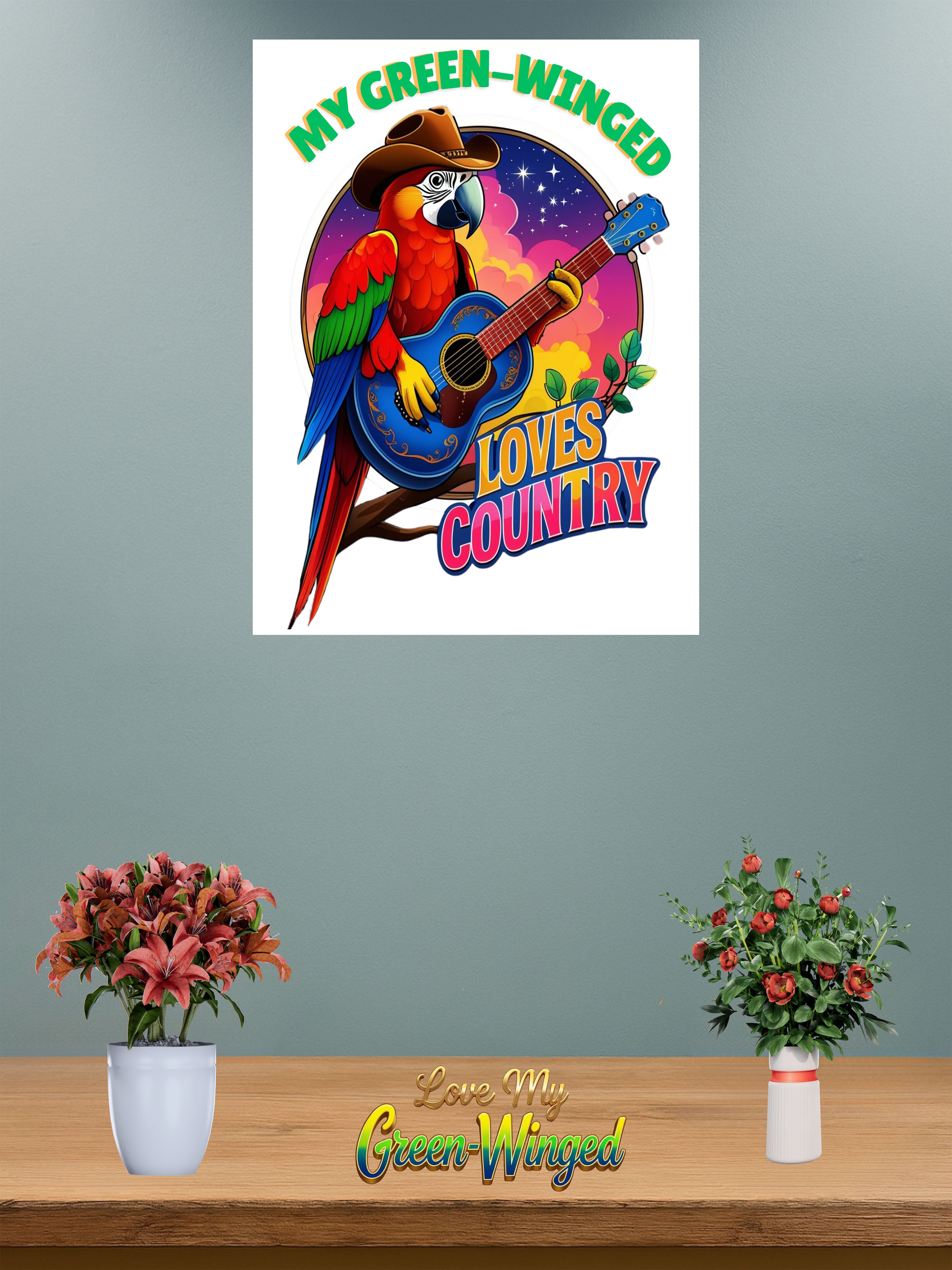 Green winged macaw wall hanging