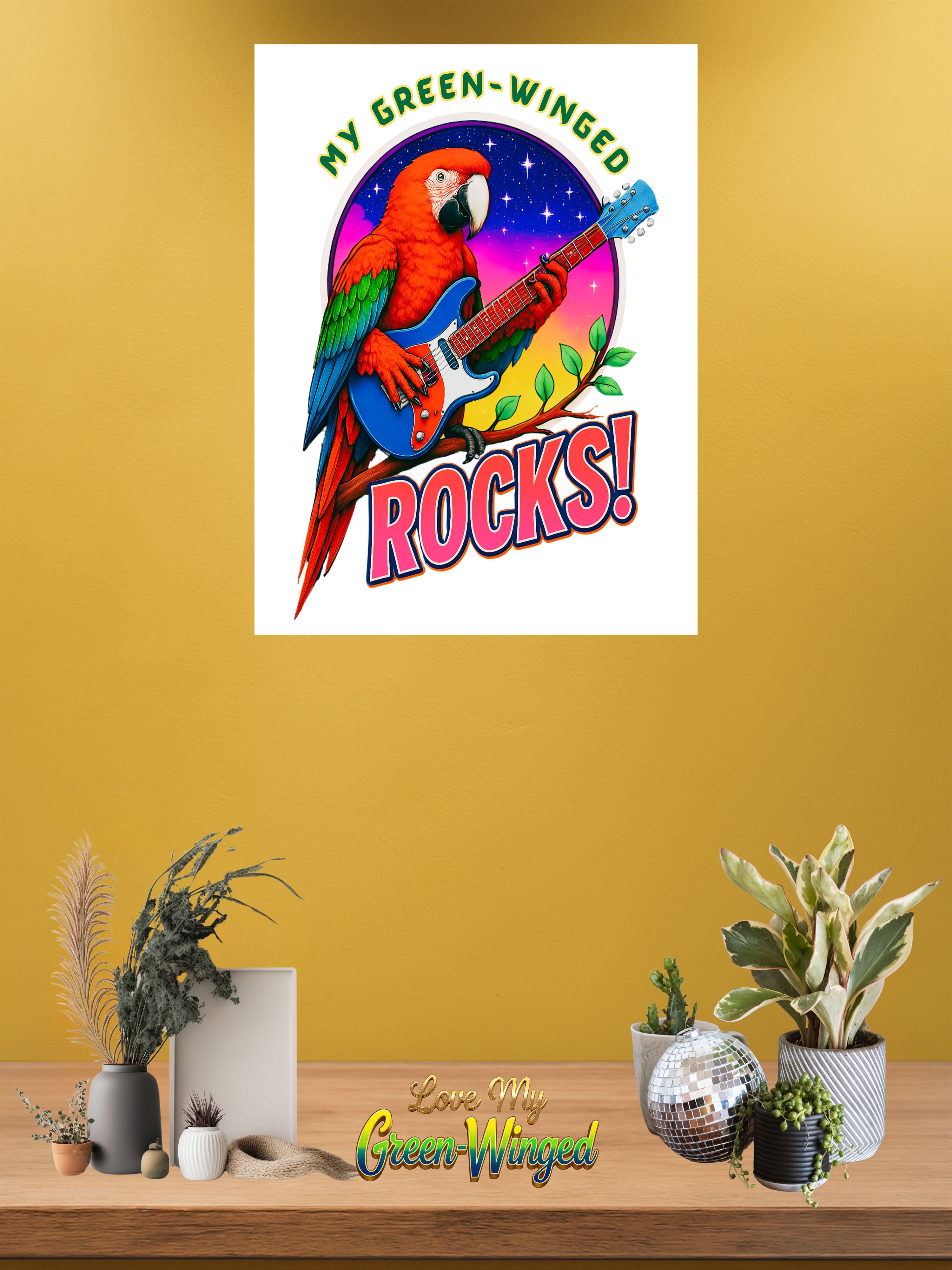 Green winged macaw wall hanging