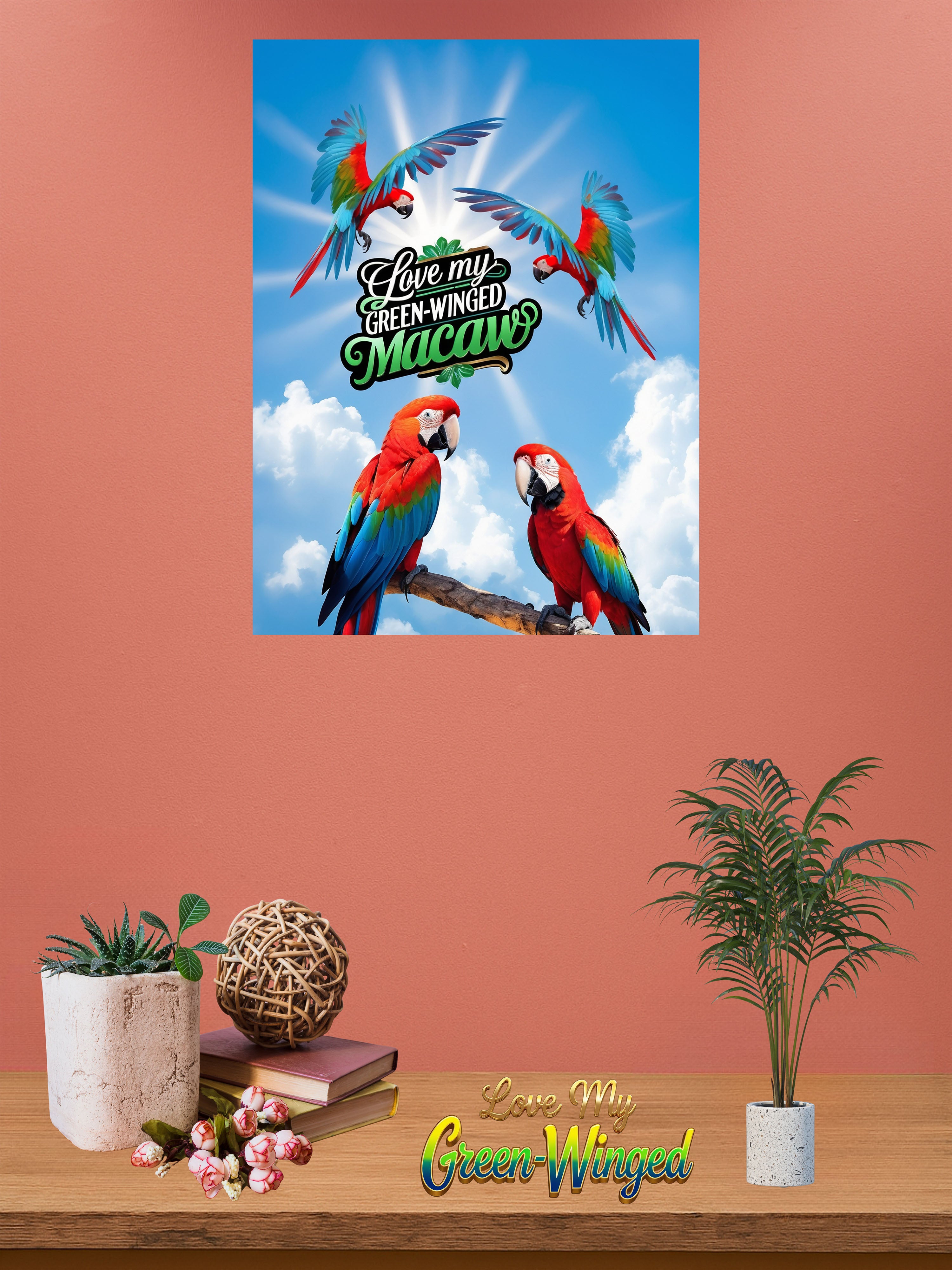 Love My Green Winged Macaw Wall-Hanging