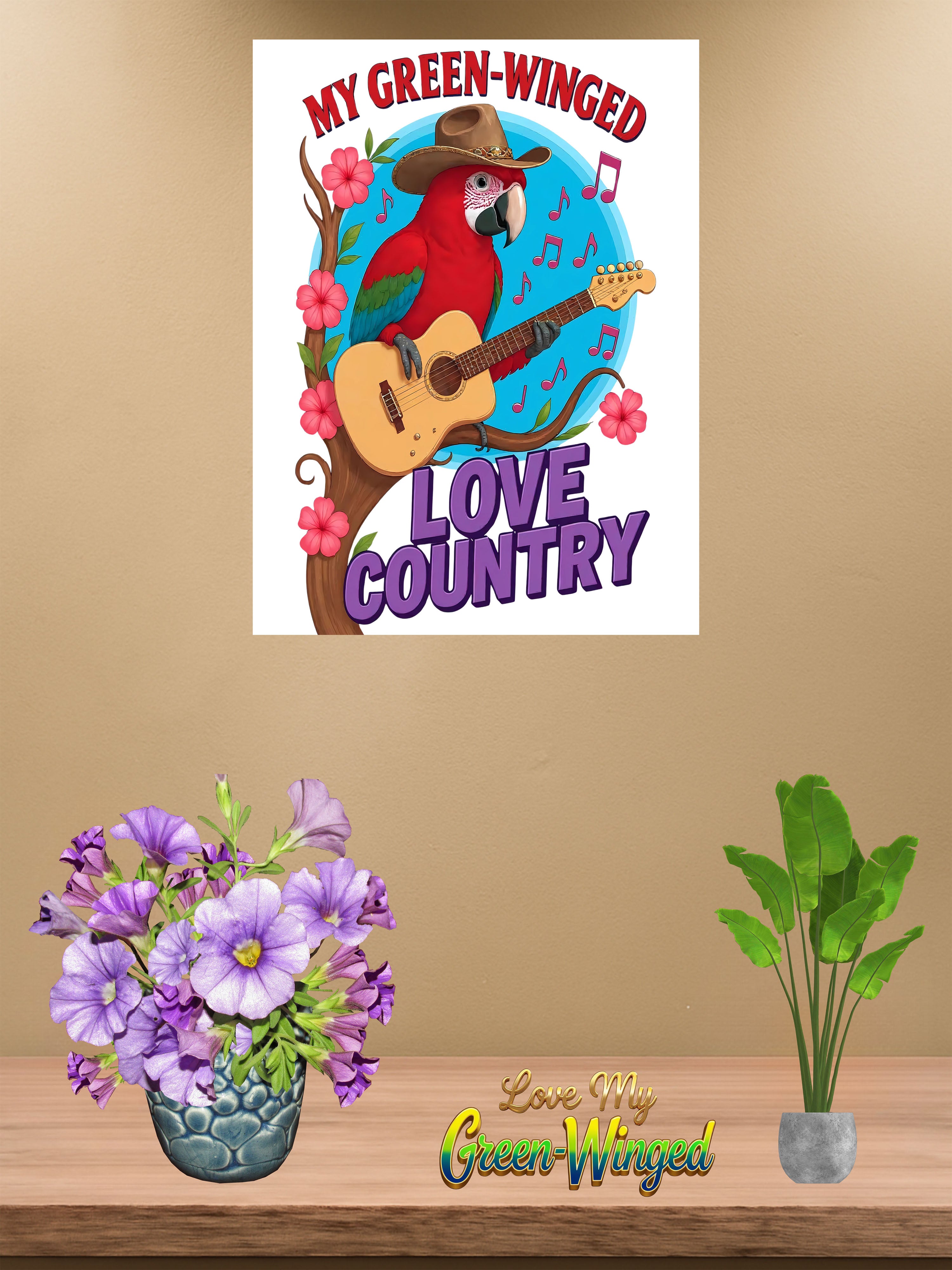 Green winged macaw wall hanging