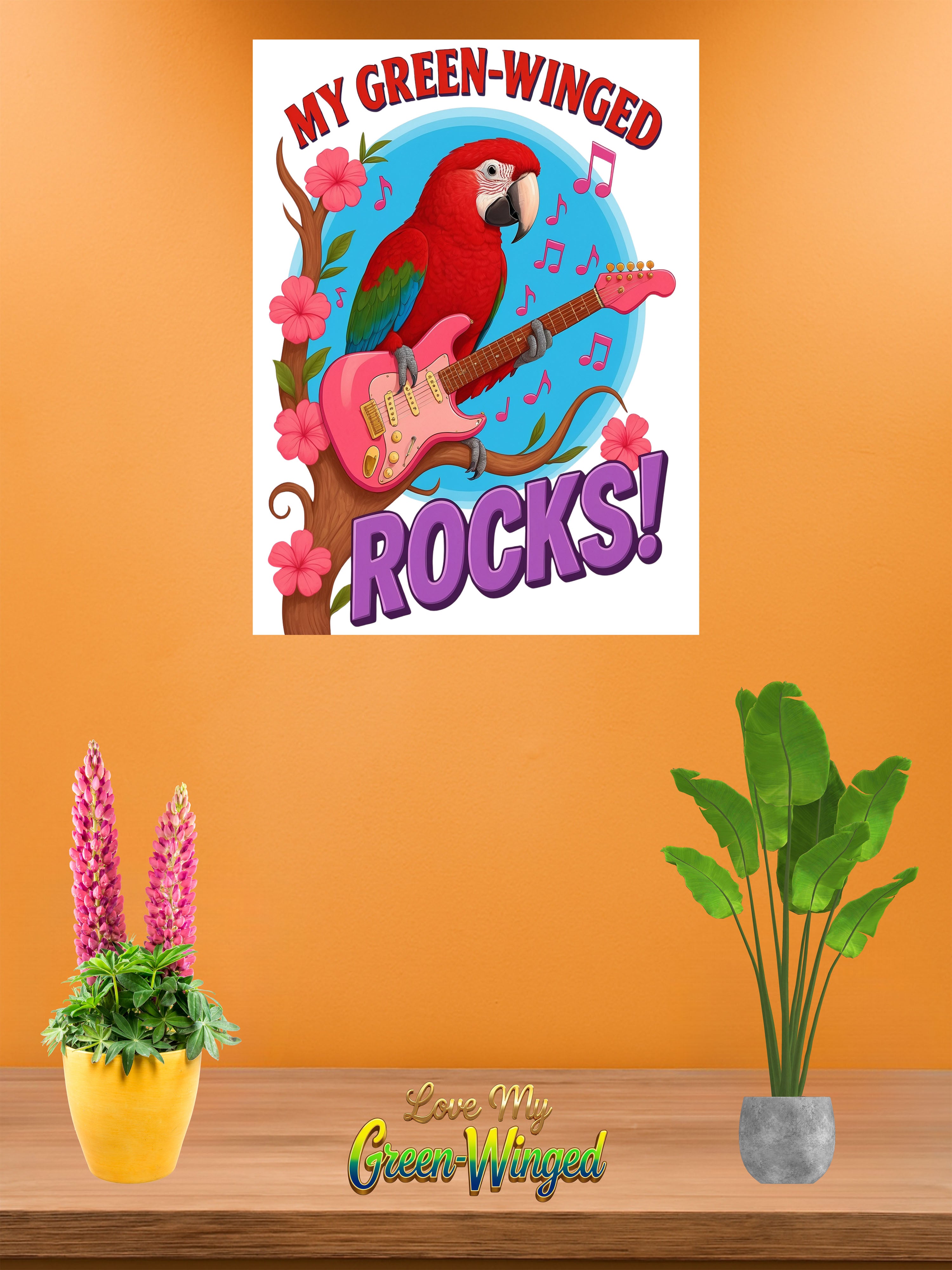 Green winged macaw wall hanging