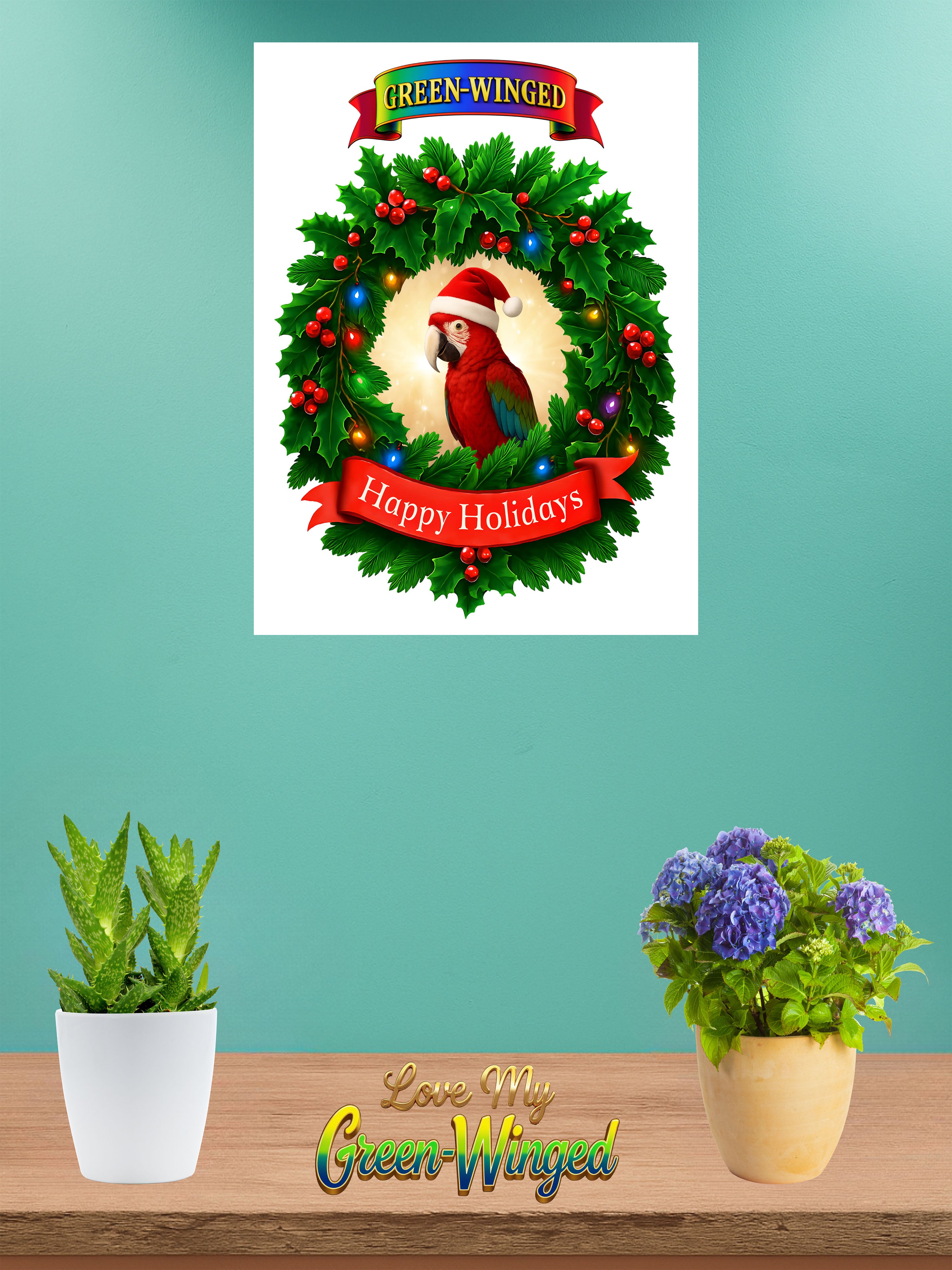 Happy Holidays Green Winged Wall-Hanging