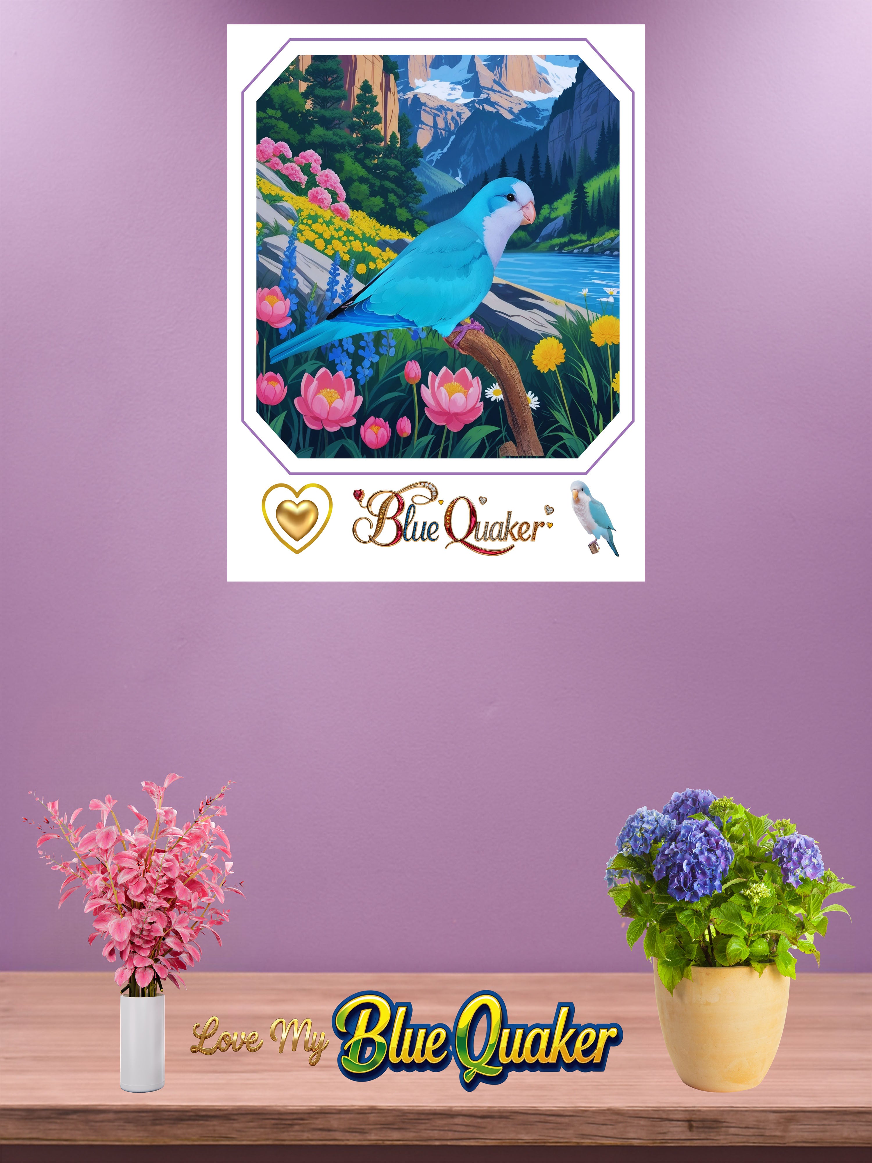 Blue Quaker Floral Wall-Hanging