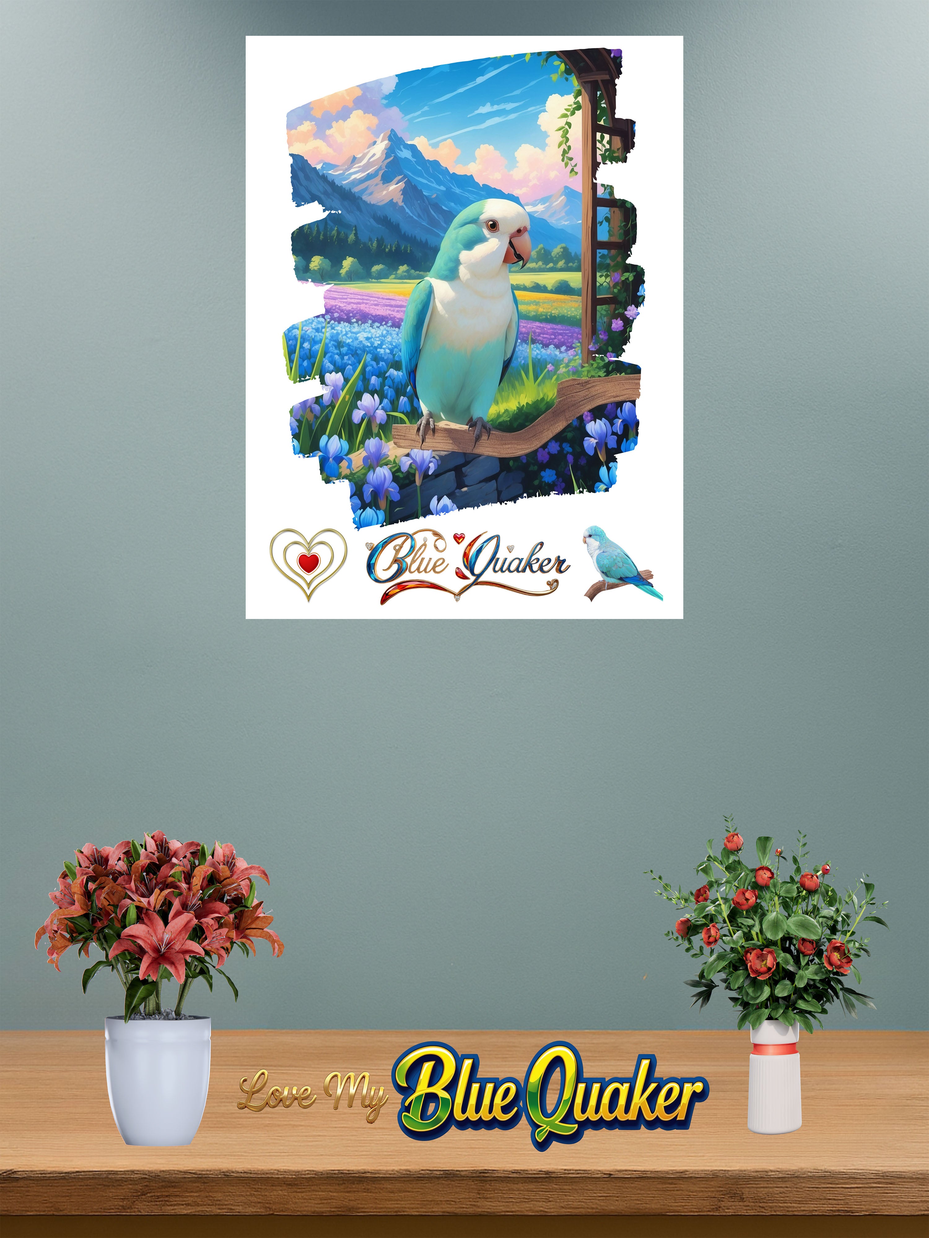 Blue Quaker Floral Valley Wall-Hanging
