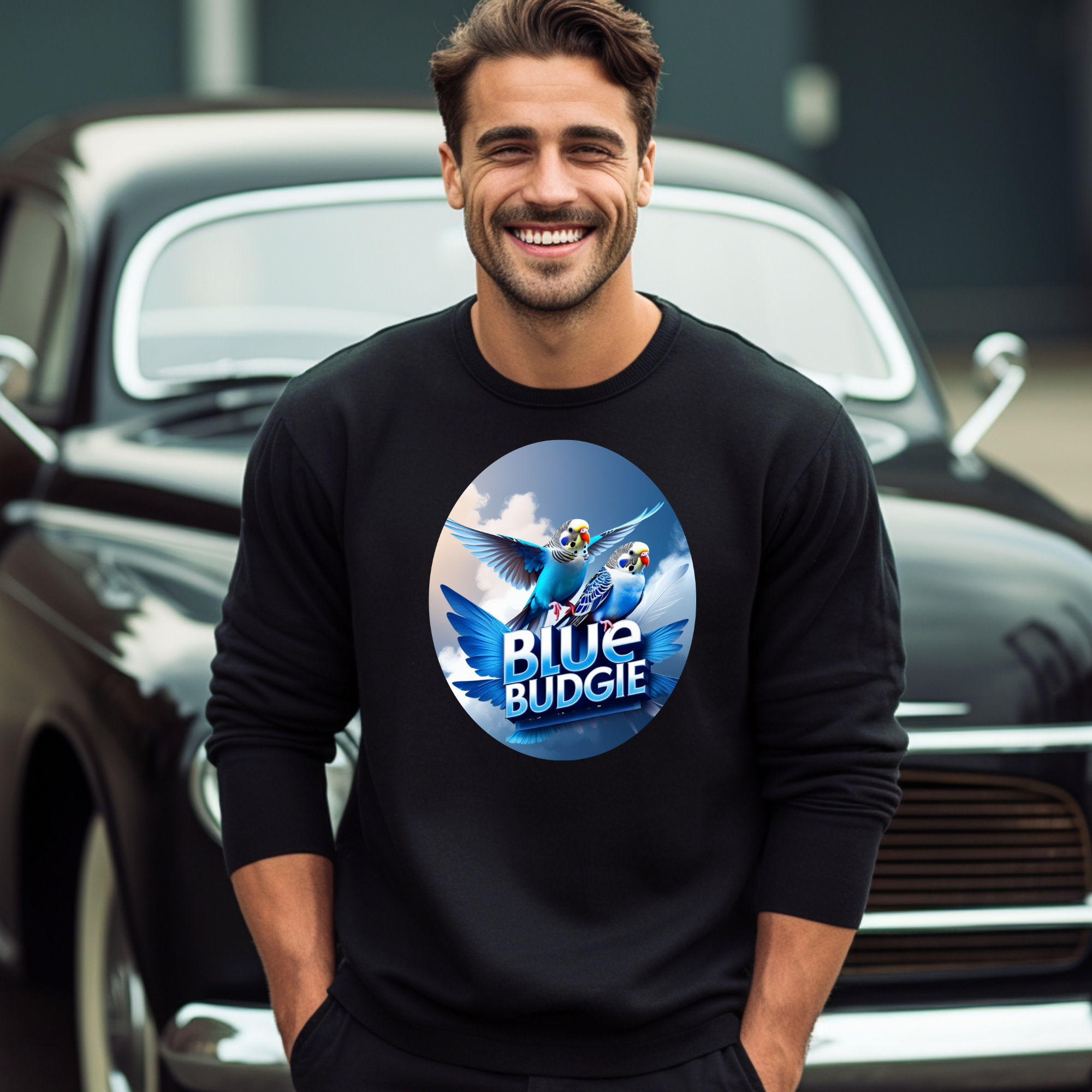 Flying Blue Budgie Sky Sweatshirt
