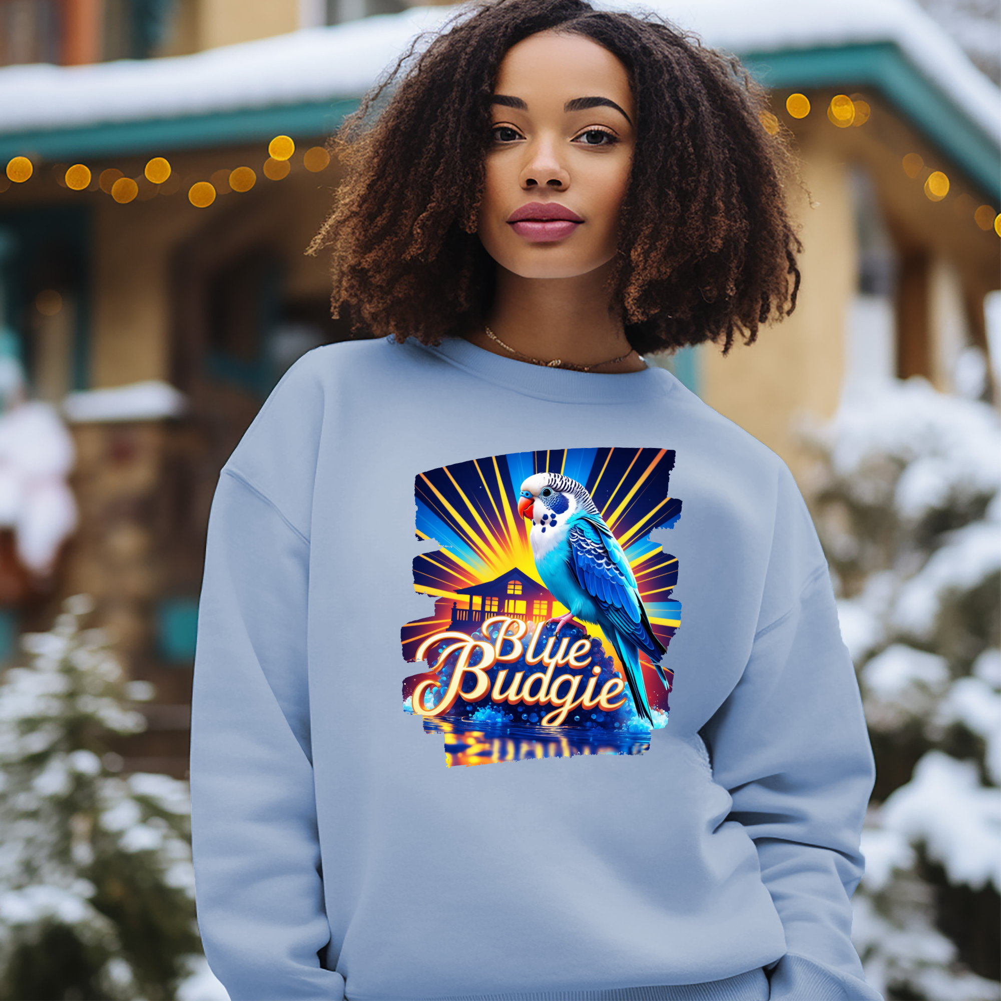 Blue Budgie Sunrise Art Sweatshirt