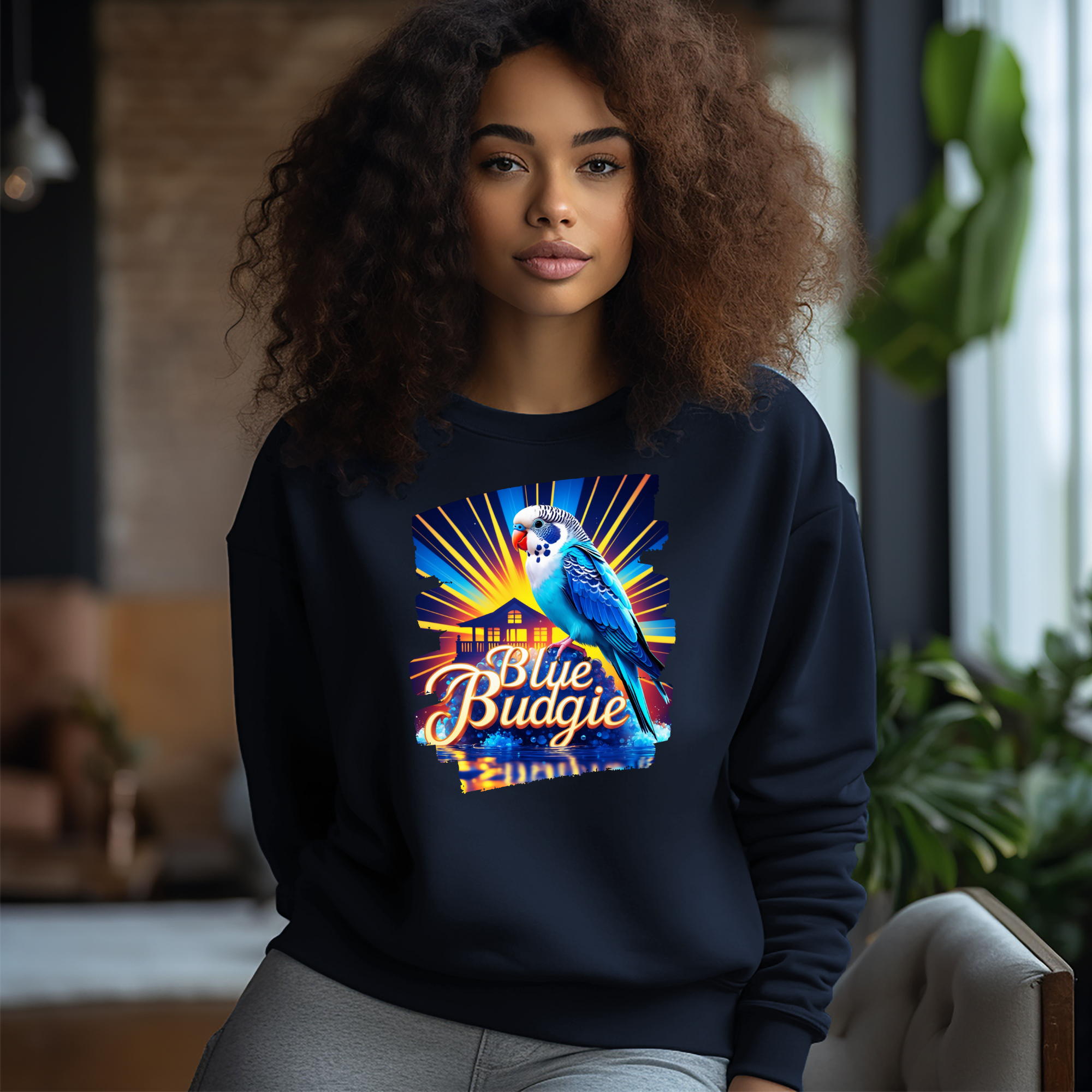 Blue Budgie Sunrise Art Sweatshirt