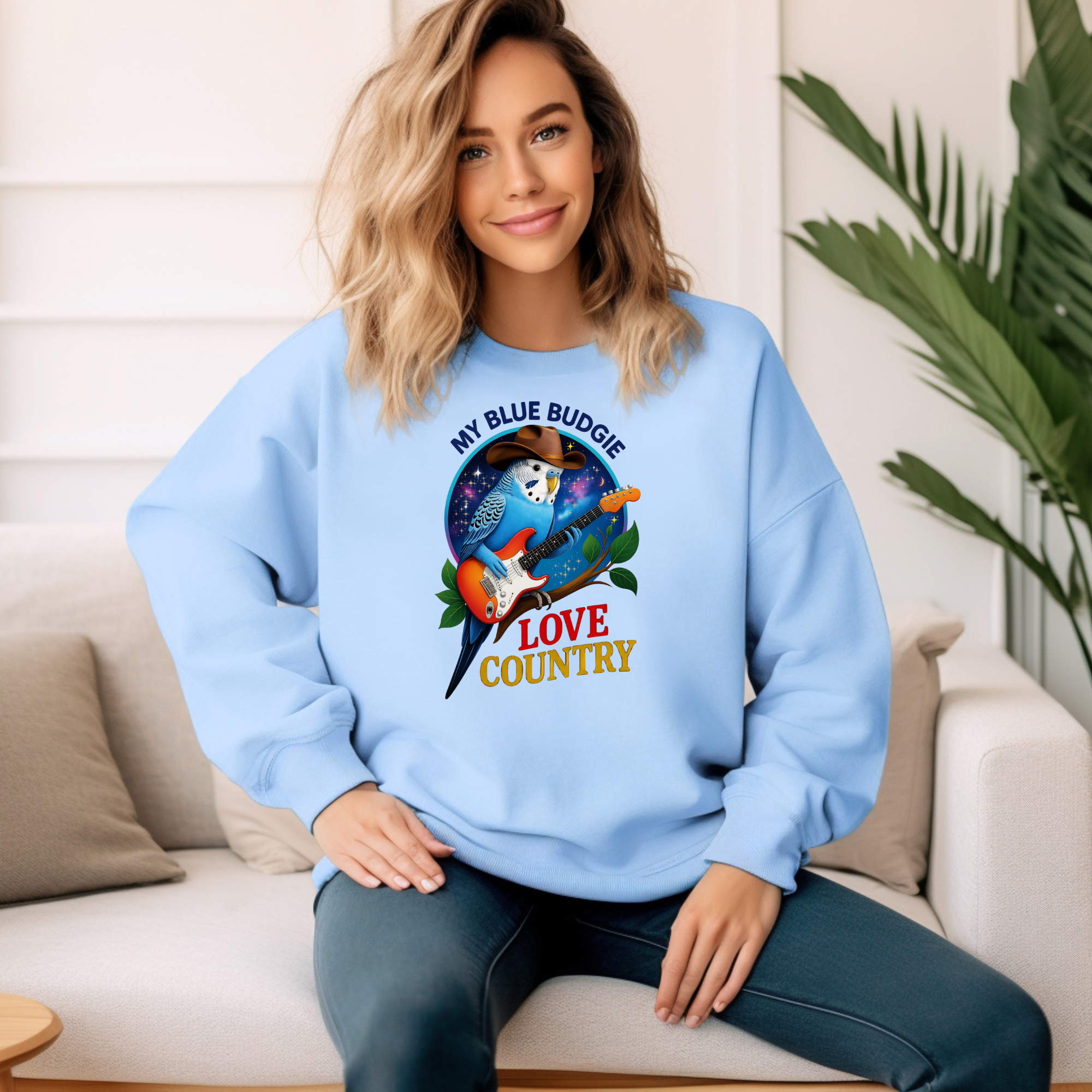 Blue Budgie Love Country Sweatshirt
