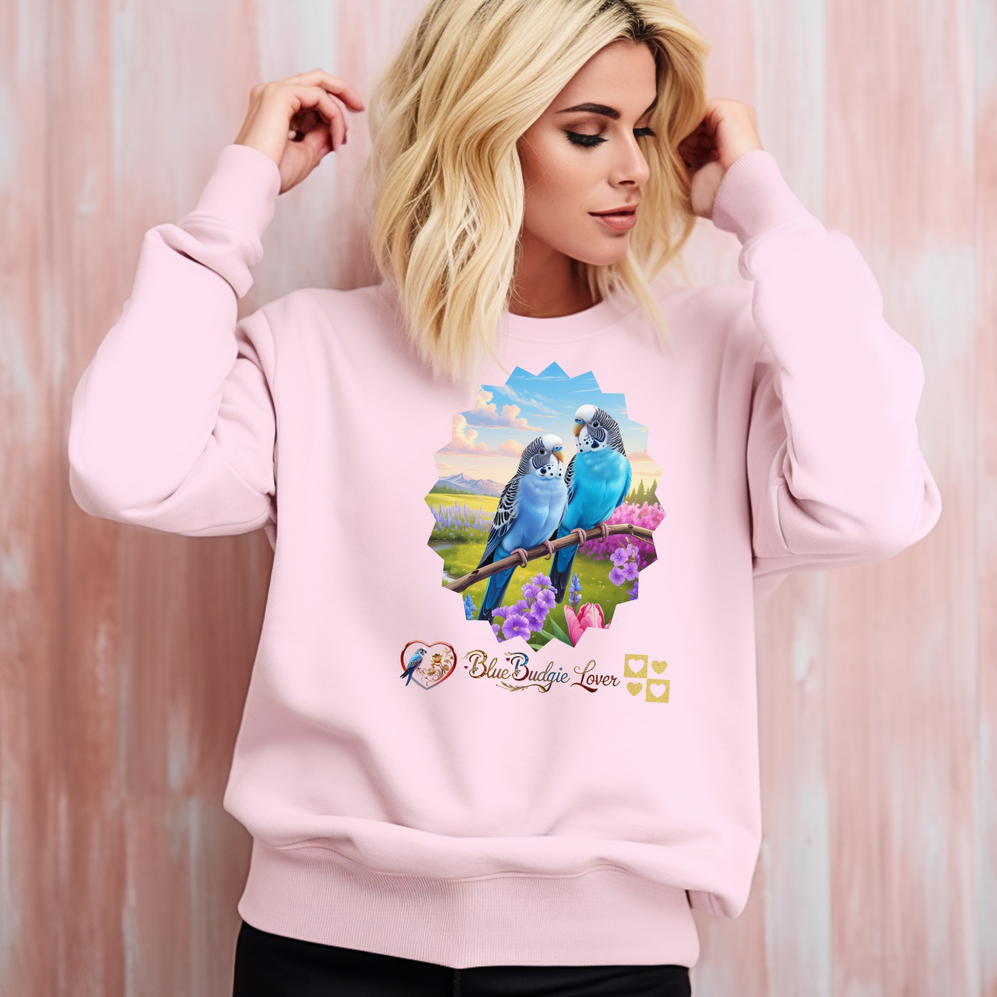 Floral Blue Budgie Lover Sweatshirt