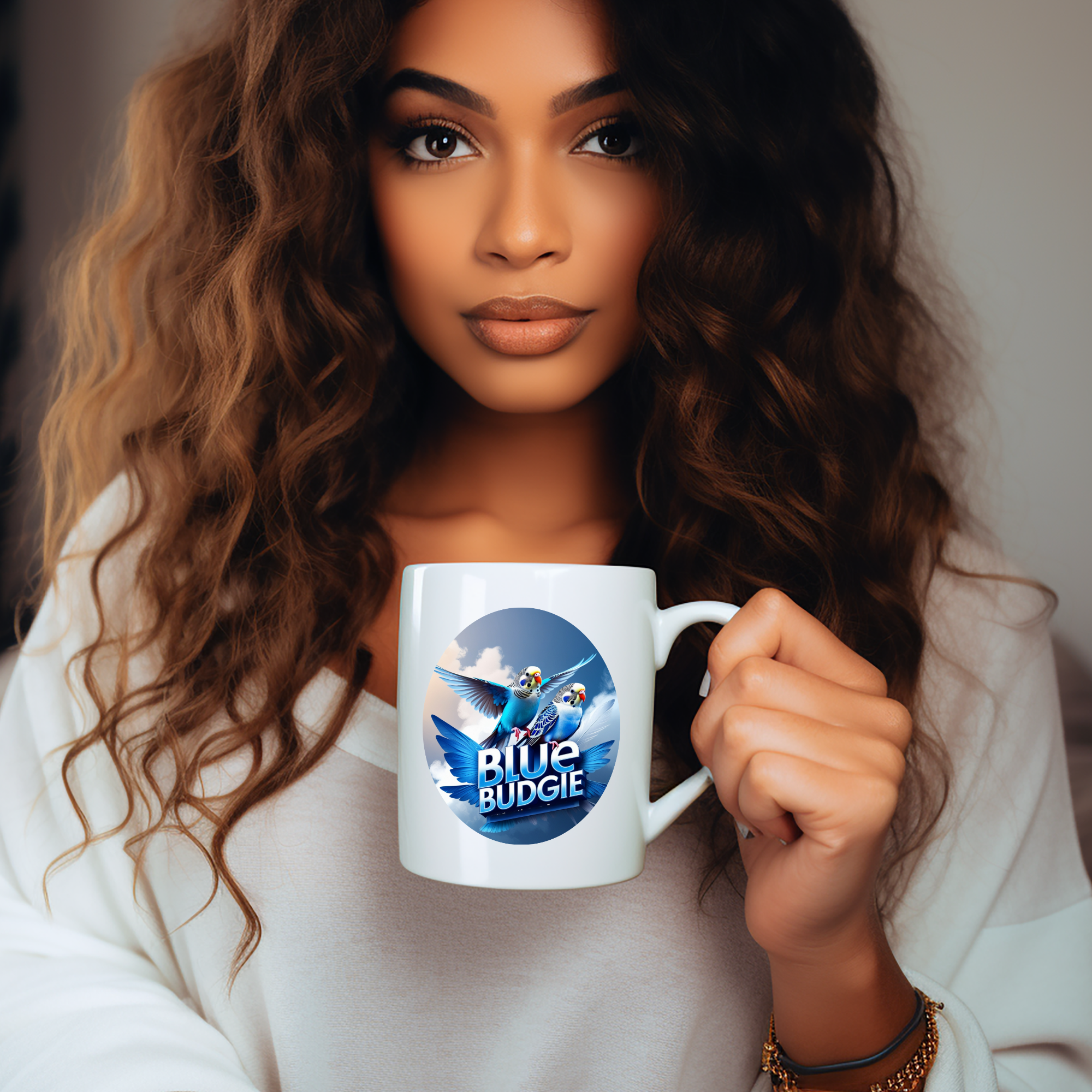 Flying Blue Budgie Sky Mug