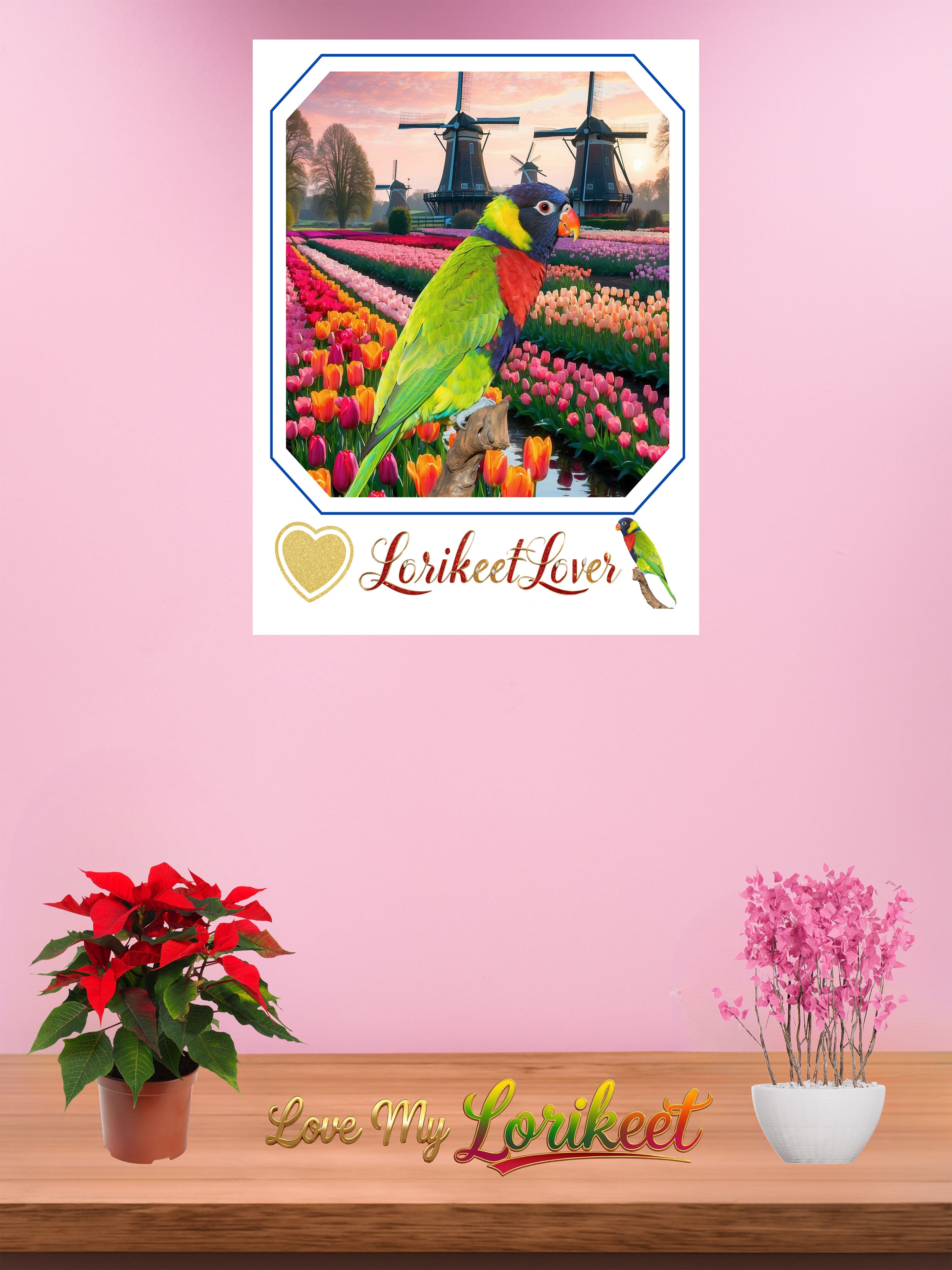 Lorikeet Lover Flower Field Wall-Hanging