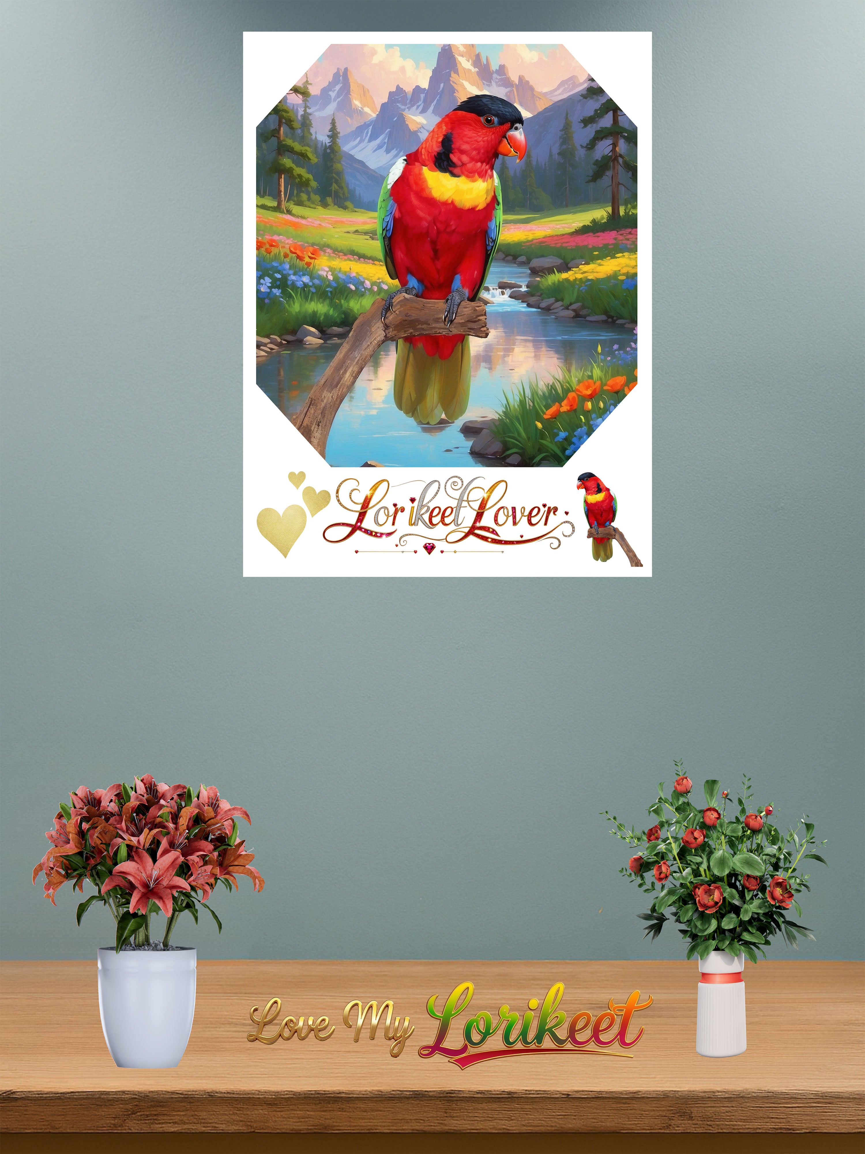 Lorikeet Lover Floral Lake Wall-Hanging