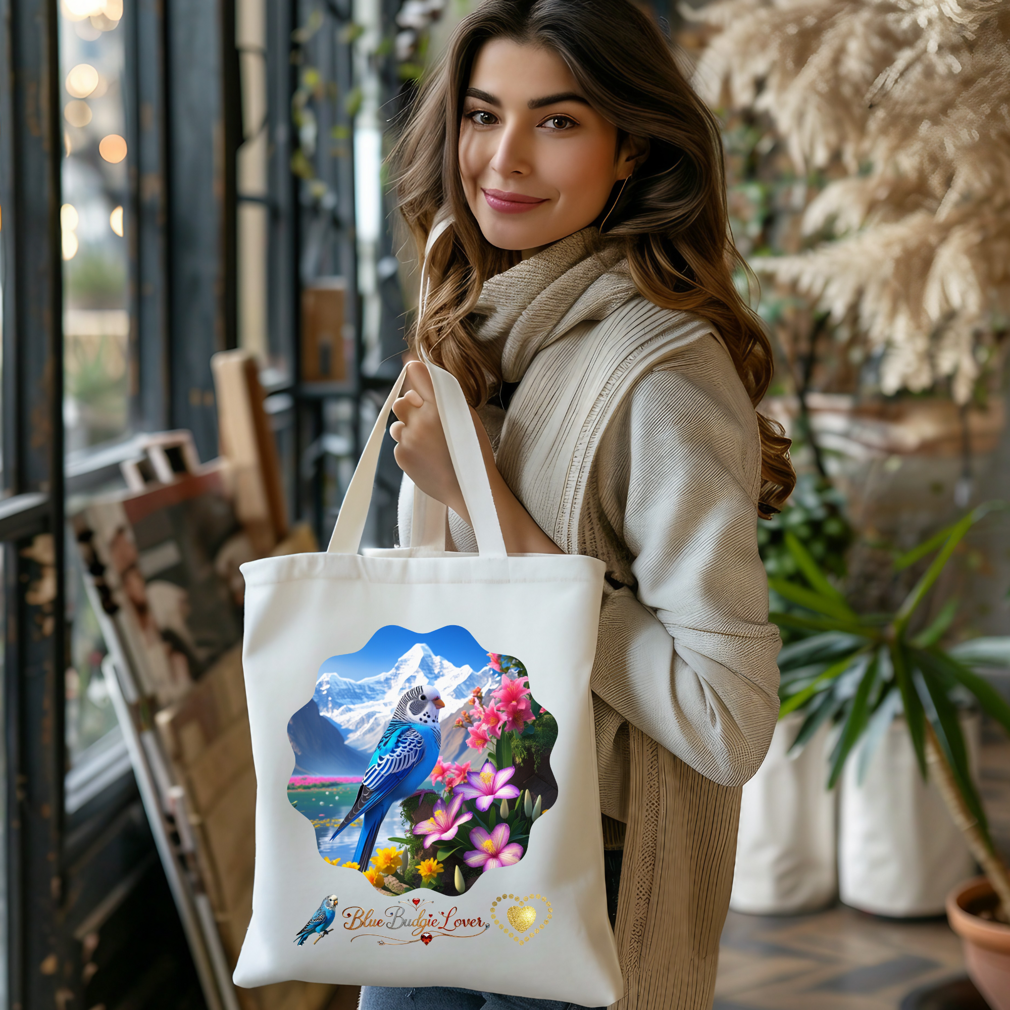 Blue Budgie Tote Bag
