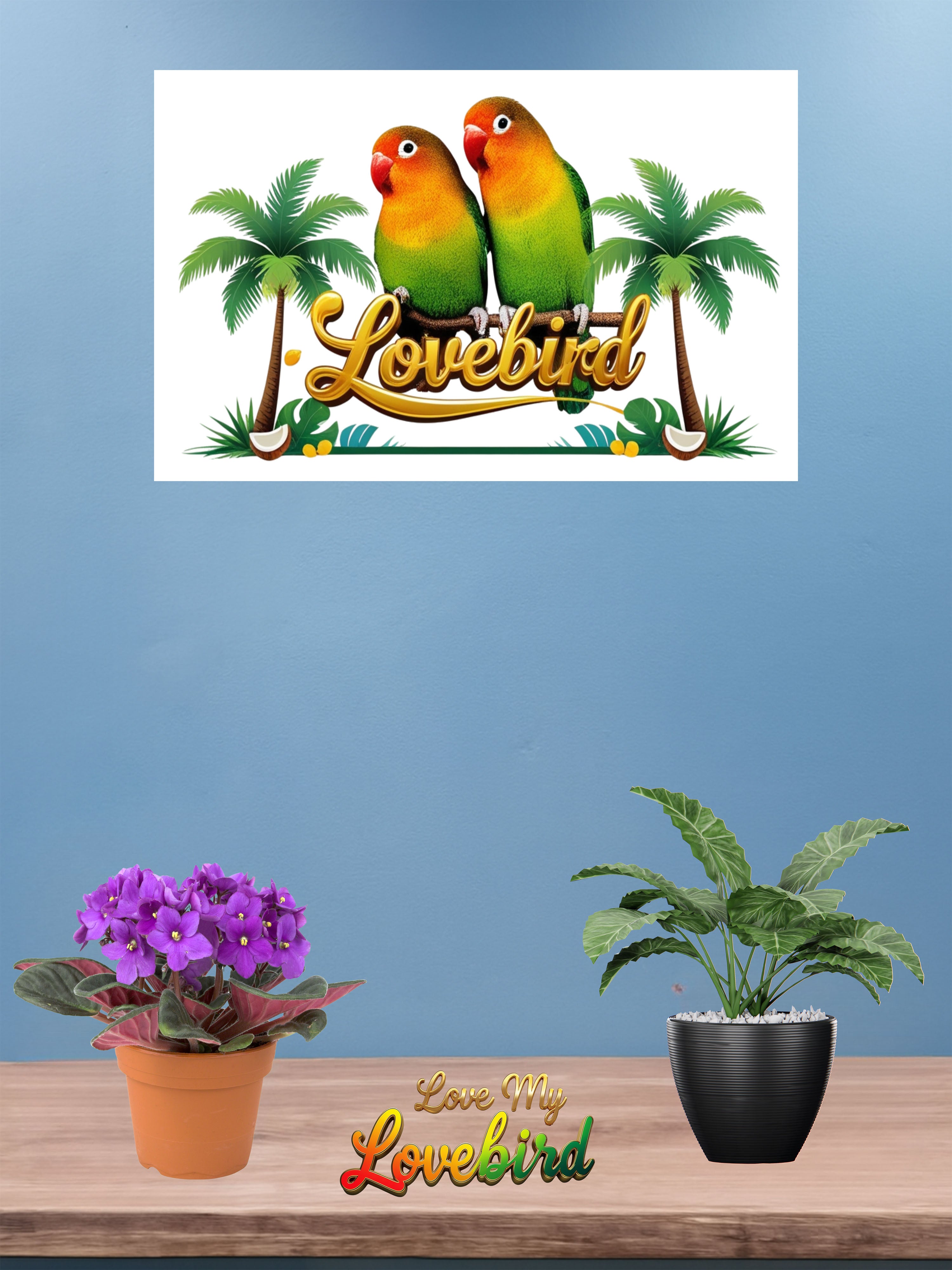 Lovebird Couple Palm Tree Wall-Hanging