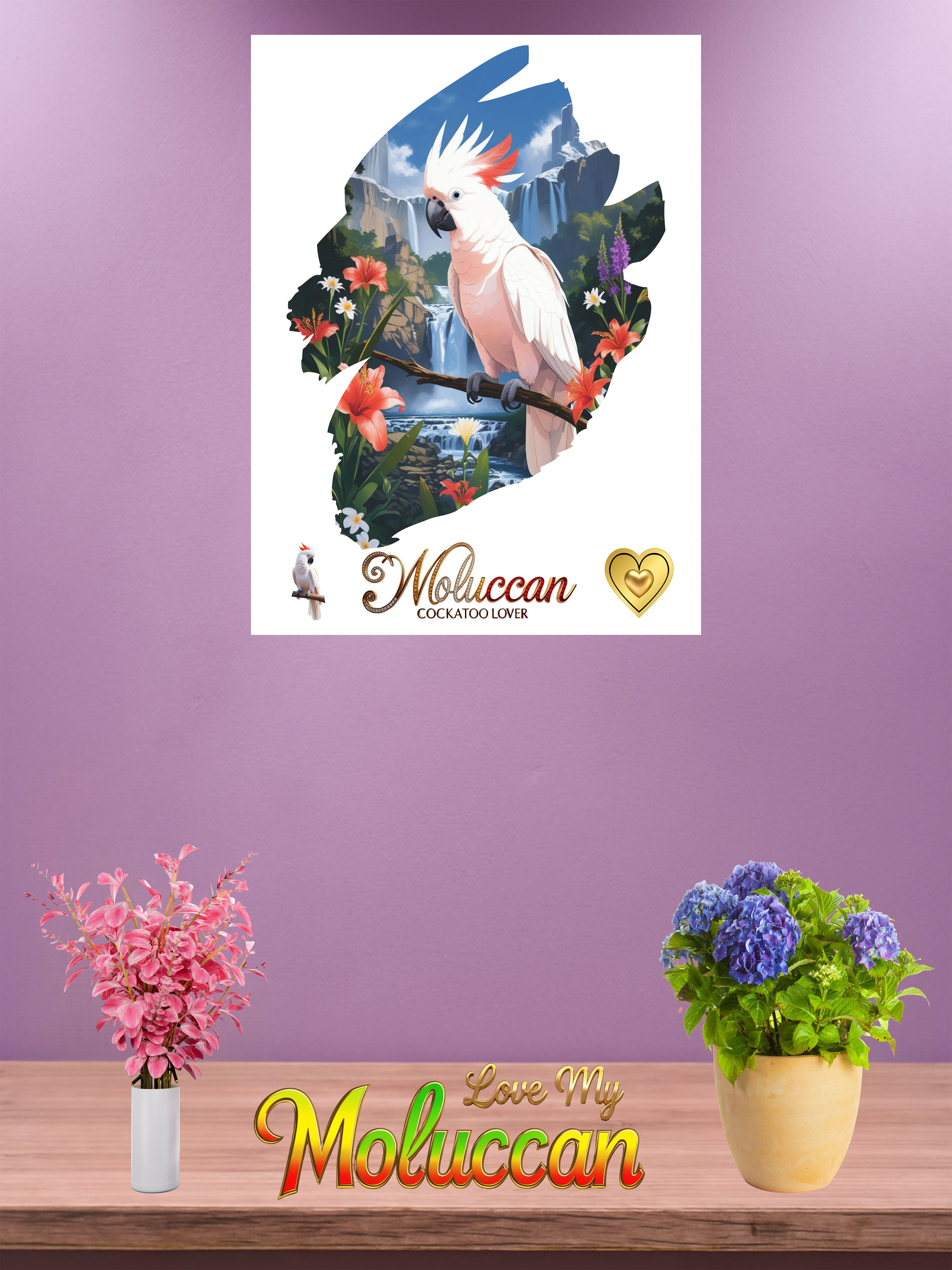 Moluccan Cockatoo Lover Waterfall Wall-Hanging