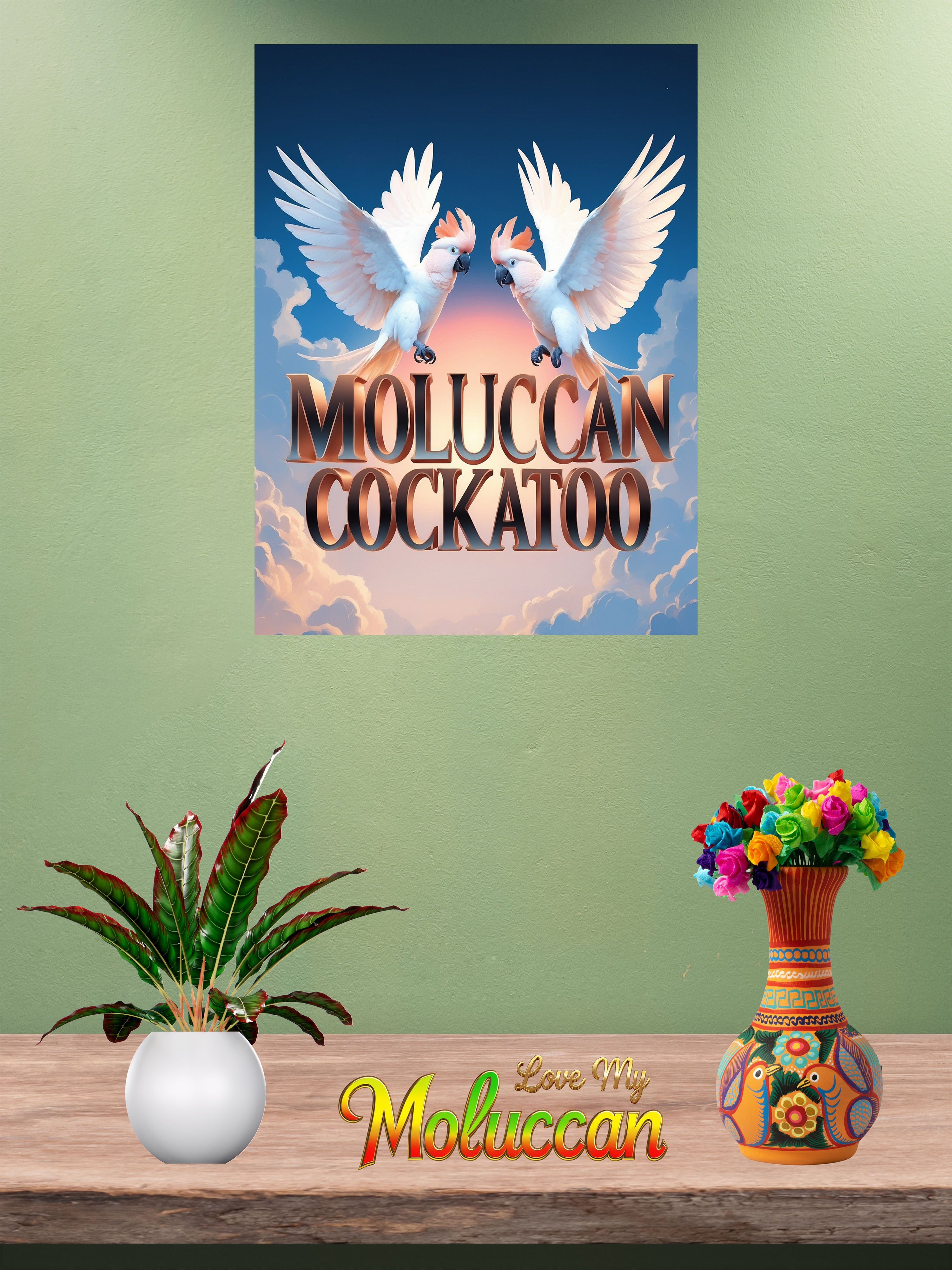 White Moluccan Cockatoo Flying Wall-Hanging