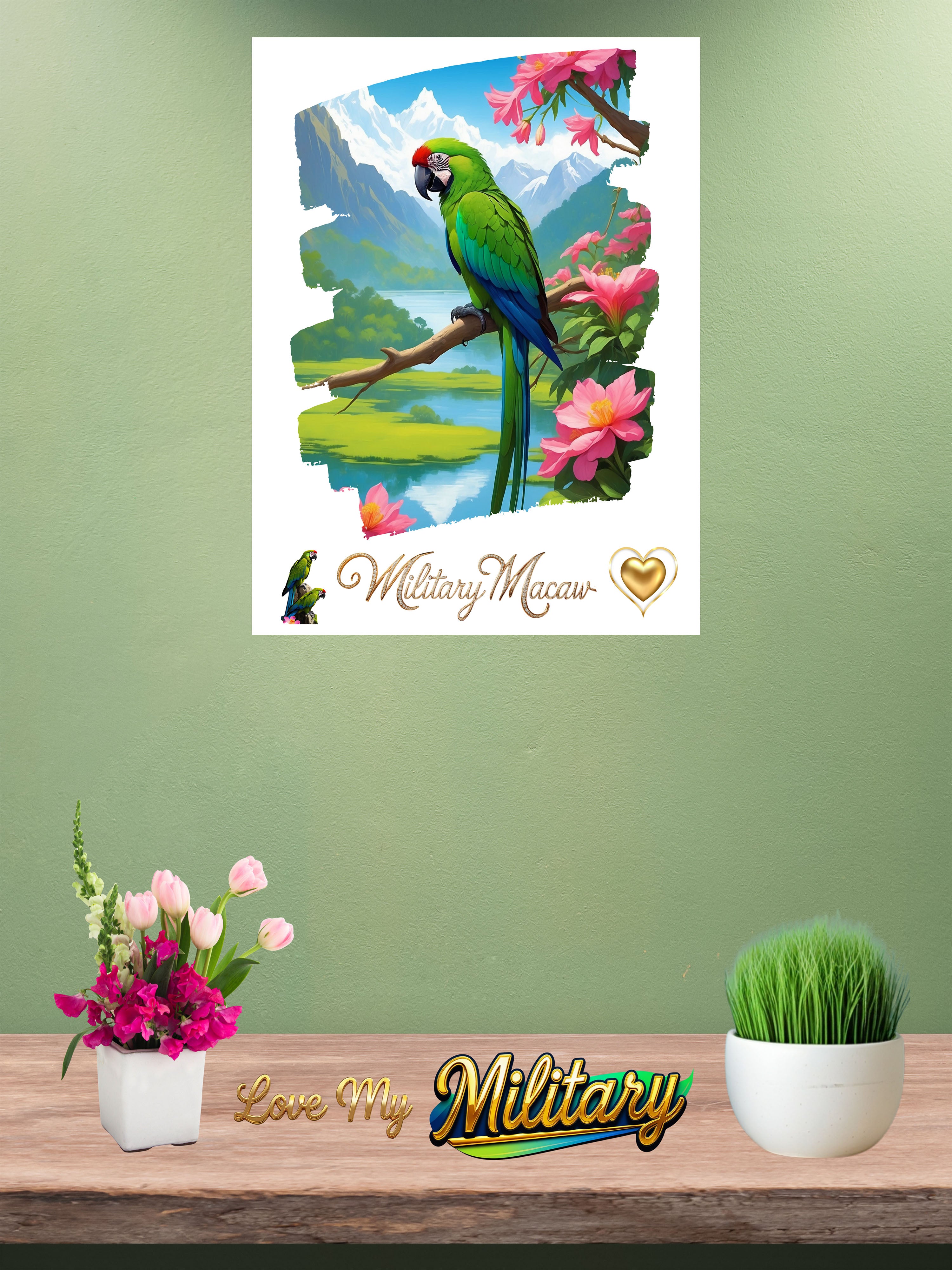 Green Military Macaw Wall-Hanging