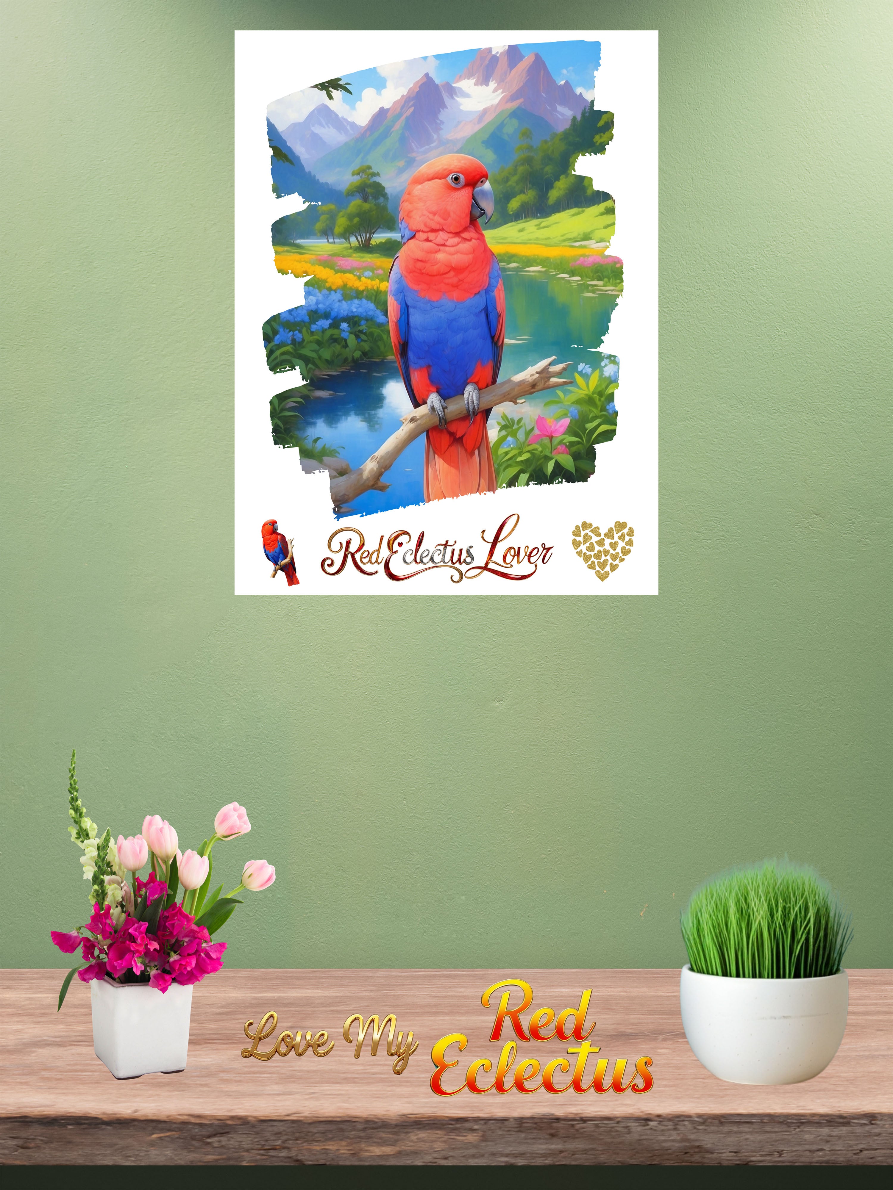 Nature Red Eclectus Lover Wall-Hanging