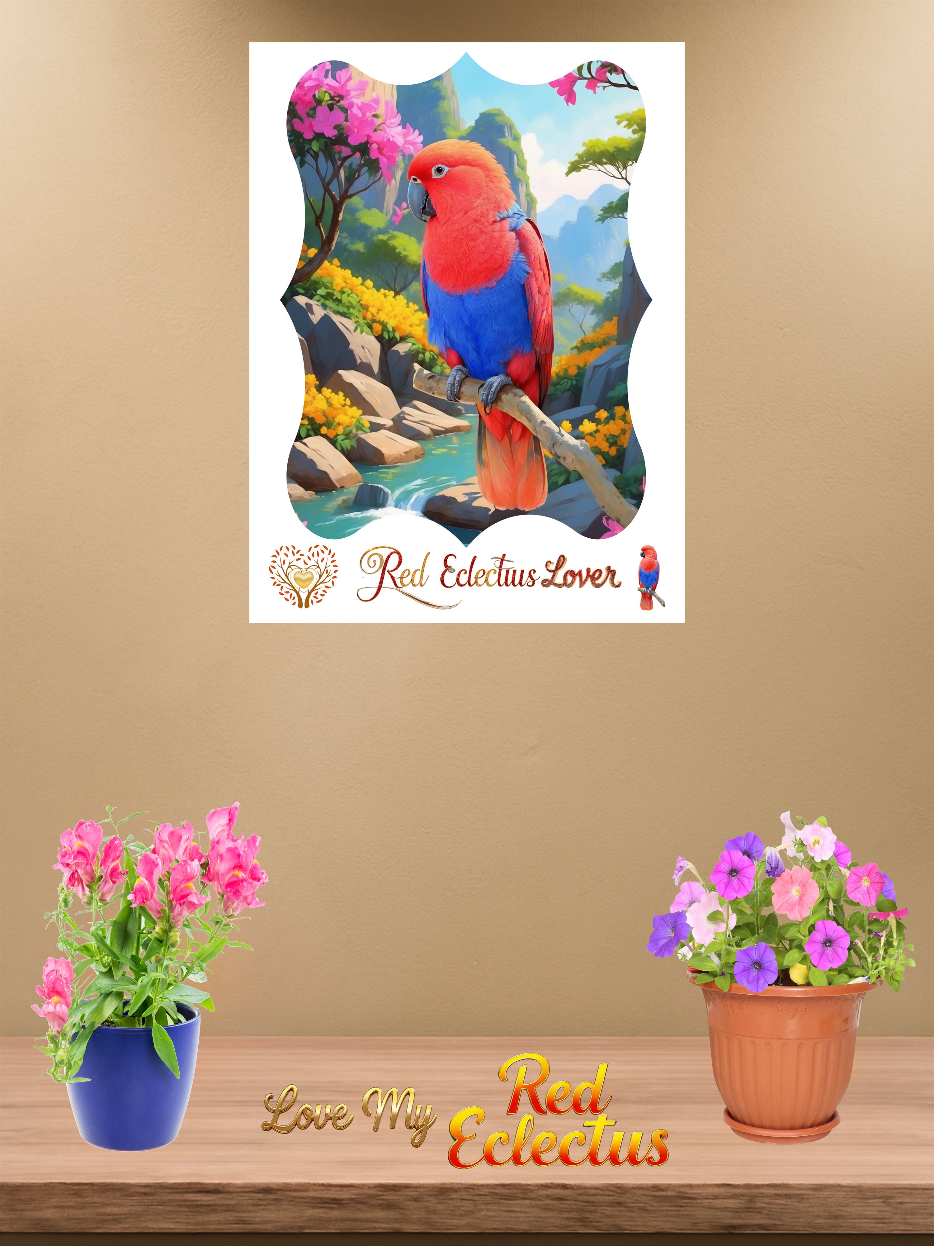 Red Eclectus Lover Nature Scenic Wall-Hanging