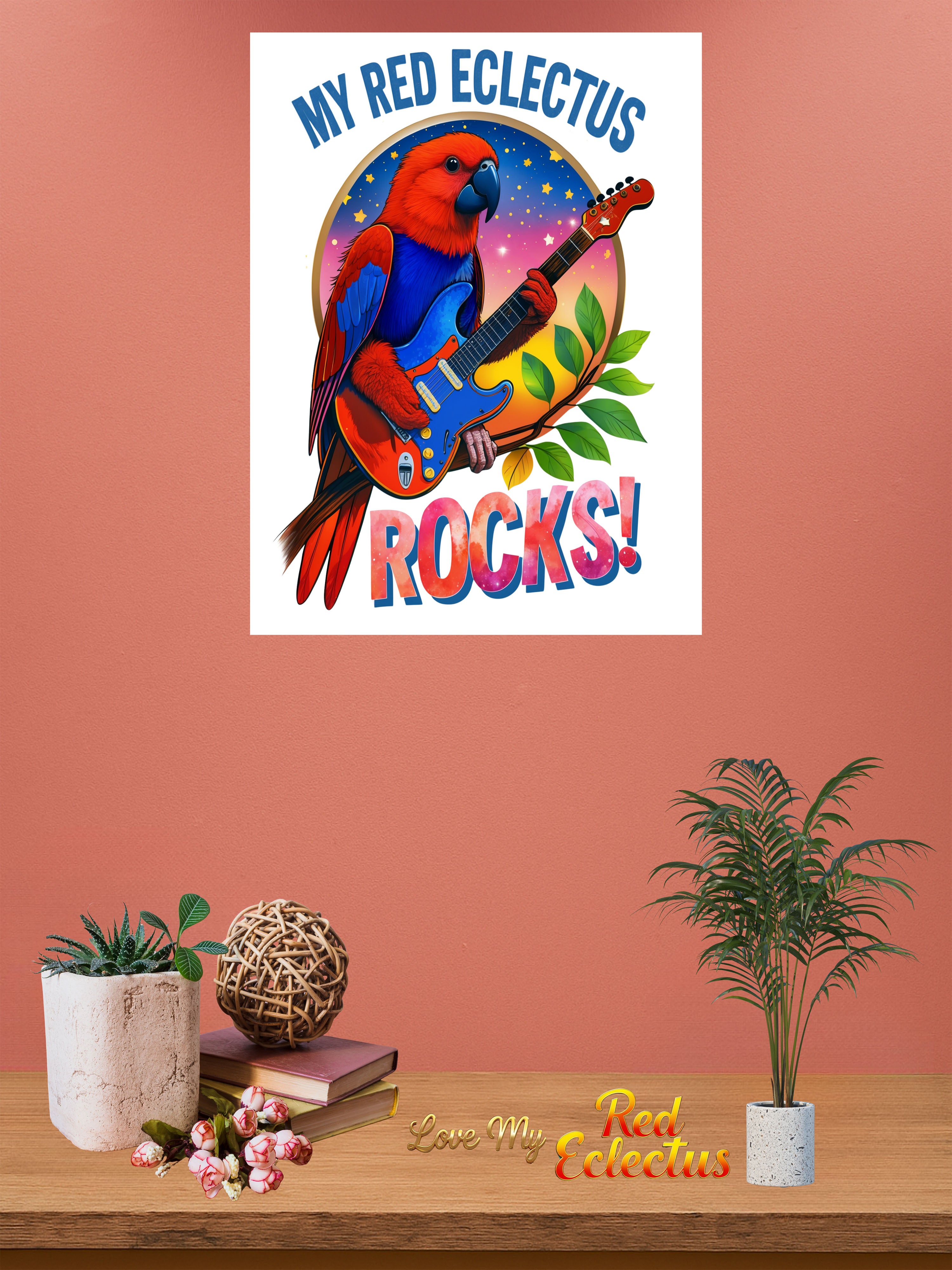 Red eclectus wall hanging