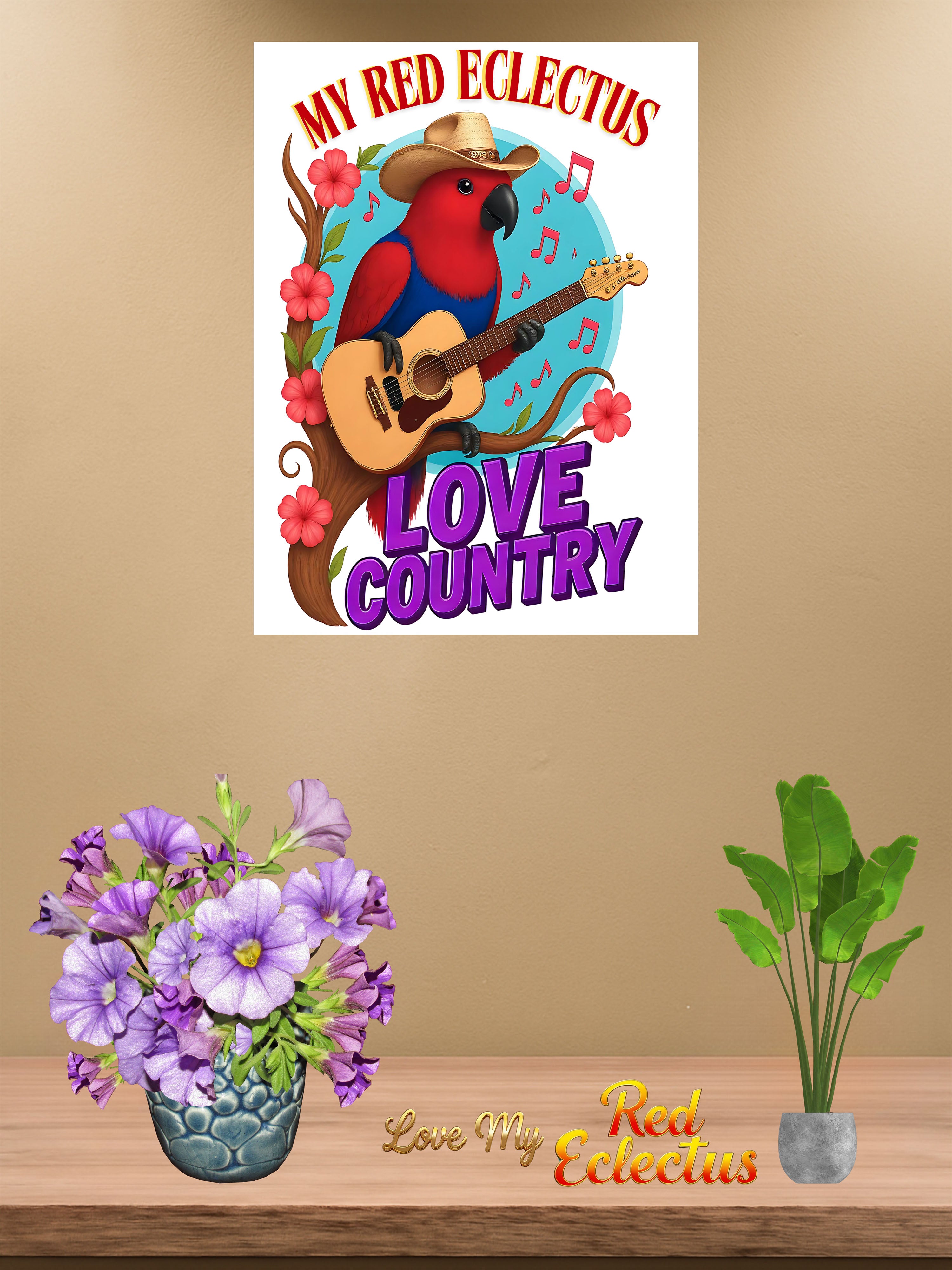 Red eclectus wall hanging