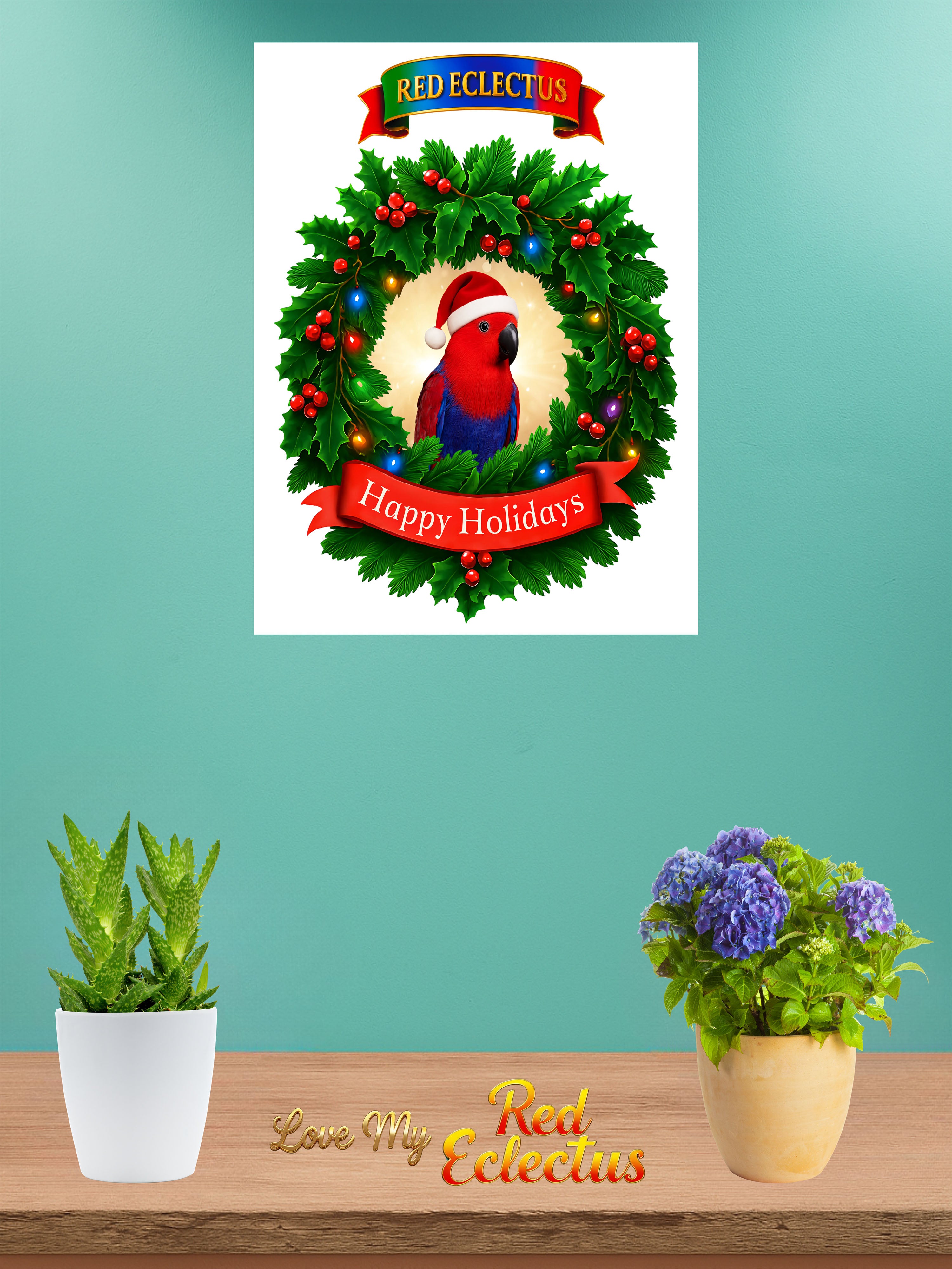 Happy Holidays Red Eclectus Wall-Hanging