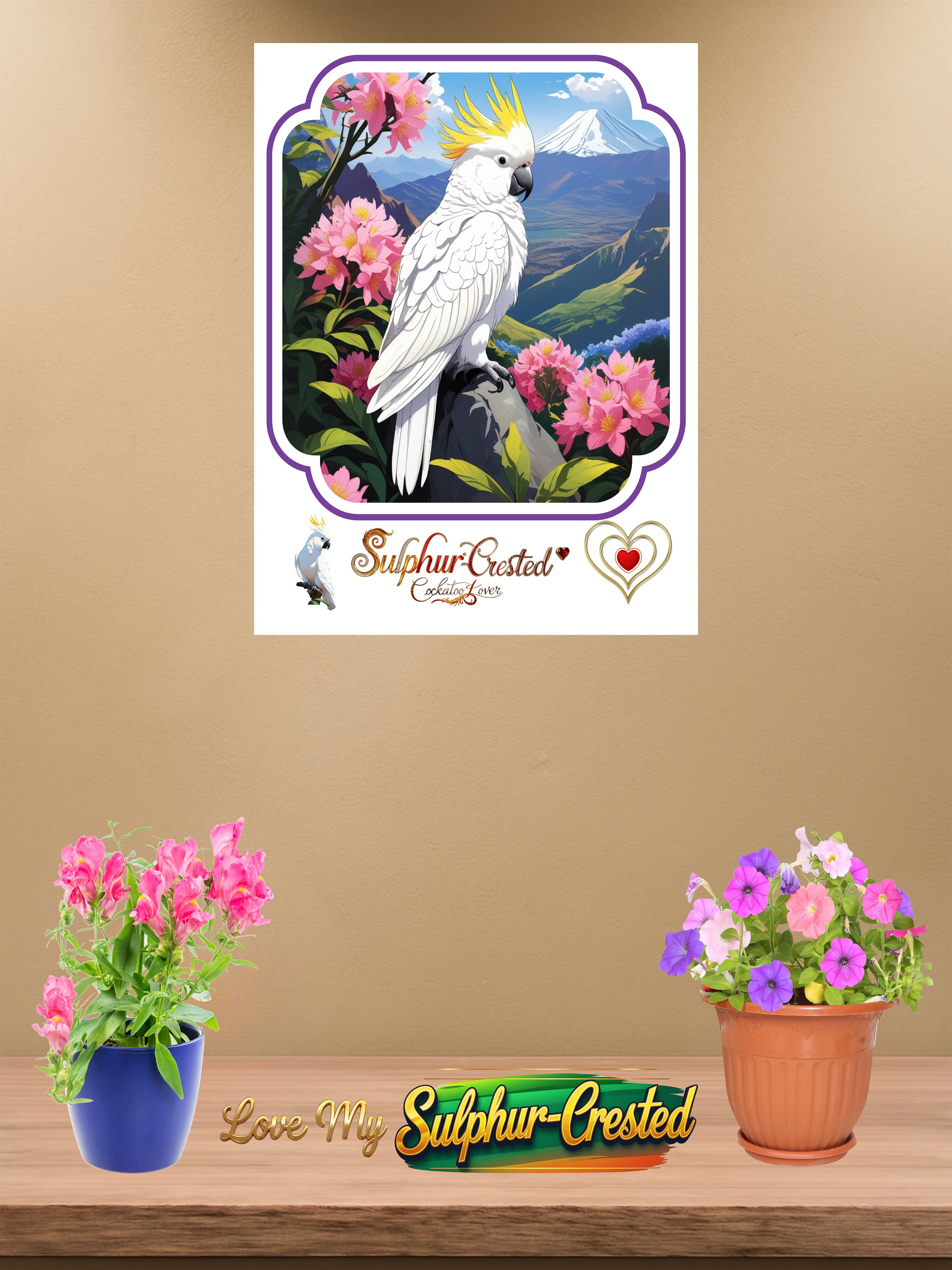 Sulphur Crested Cockatoo Lover Floral Wall-Hanging